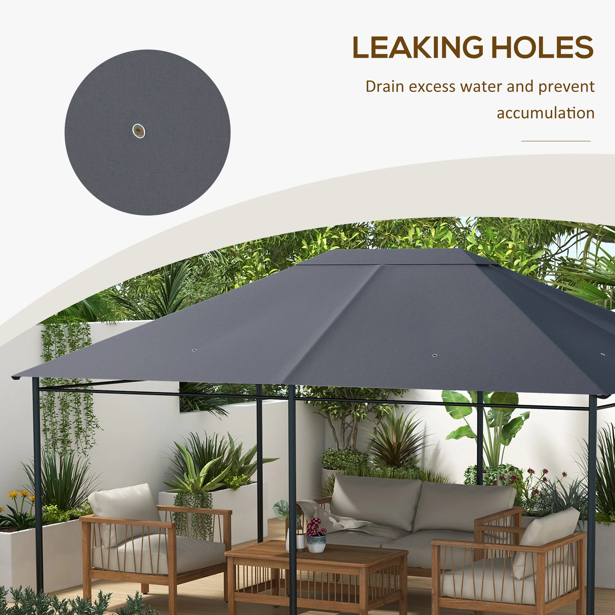 Outsunny 3 X 4m Gazebo Canopy Replacement Gazebo Roof Cover - Grey - Image 16