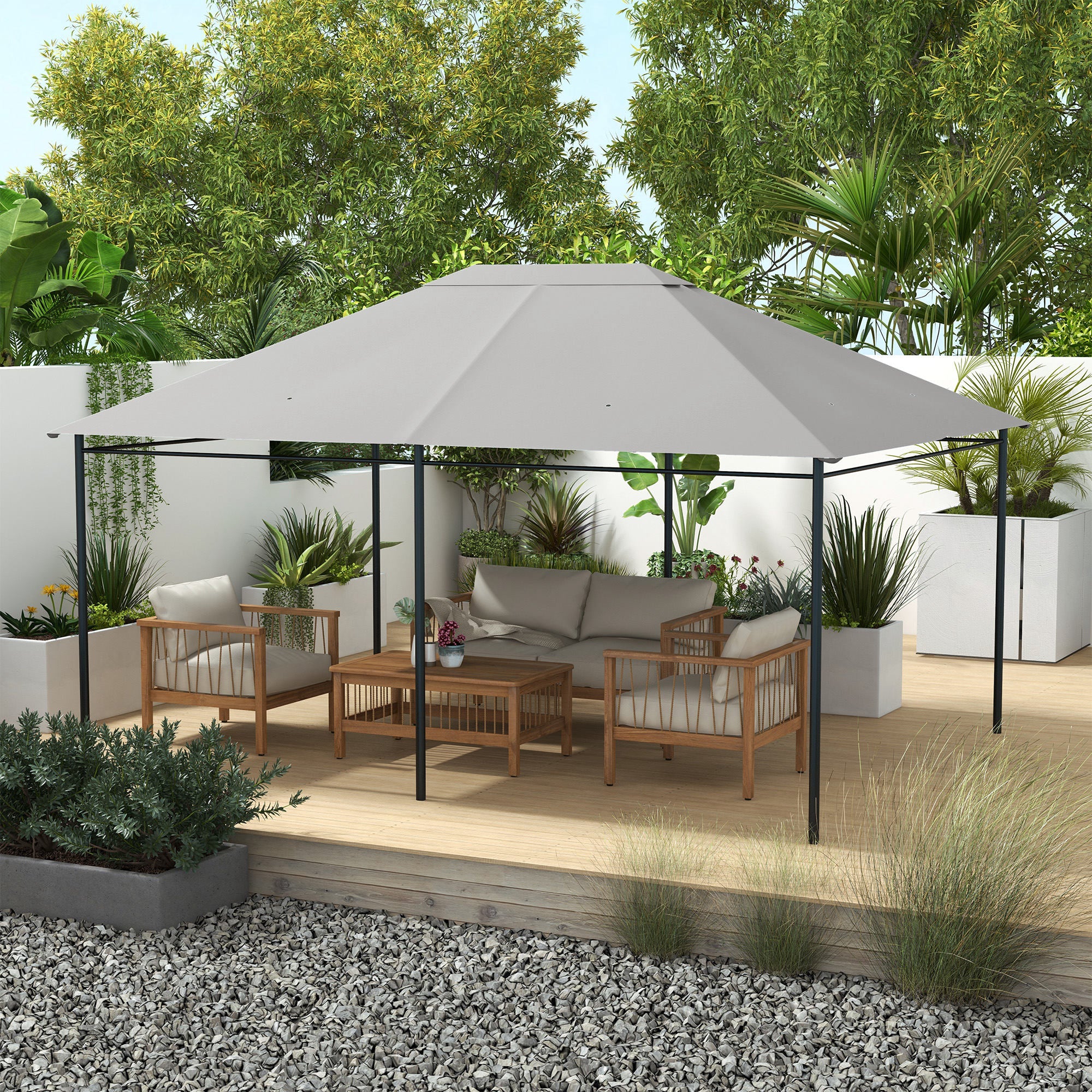 Outsunny 3 X 4m Gazebo Canopy Replacement Gazebo Roof Cover - Grey - Image 2