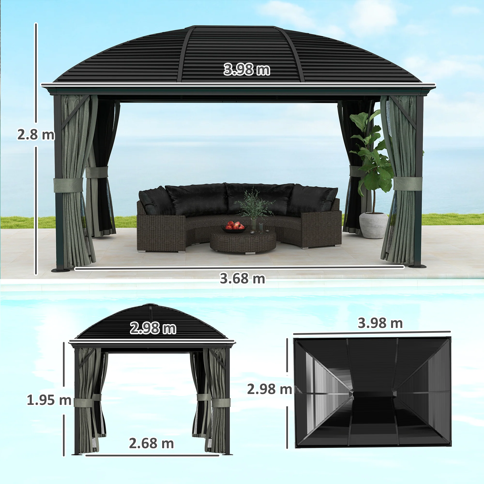Outsunny 3 X 4m Hardtop Gazebo Aluminium Garden Pavilion - Image 14