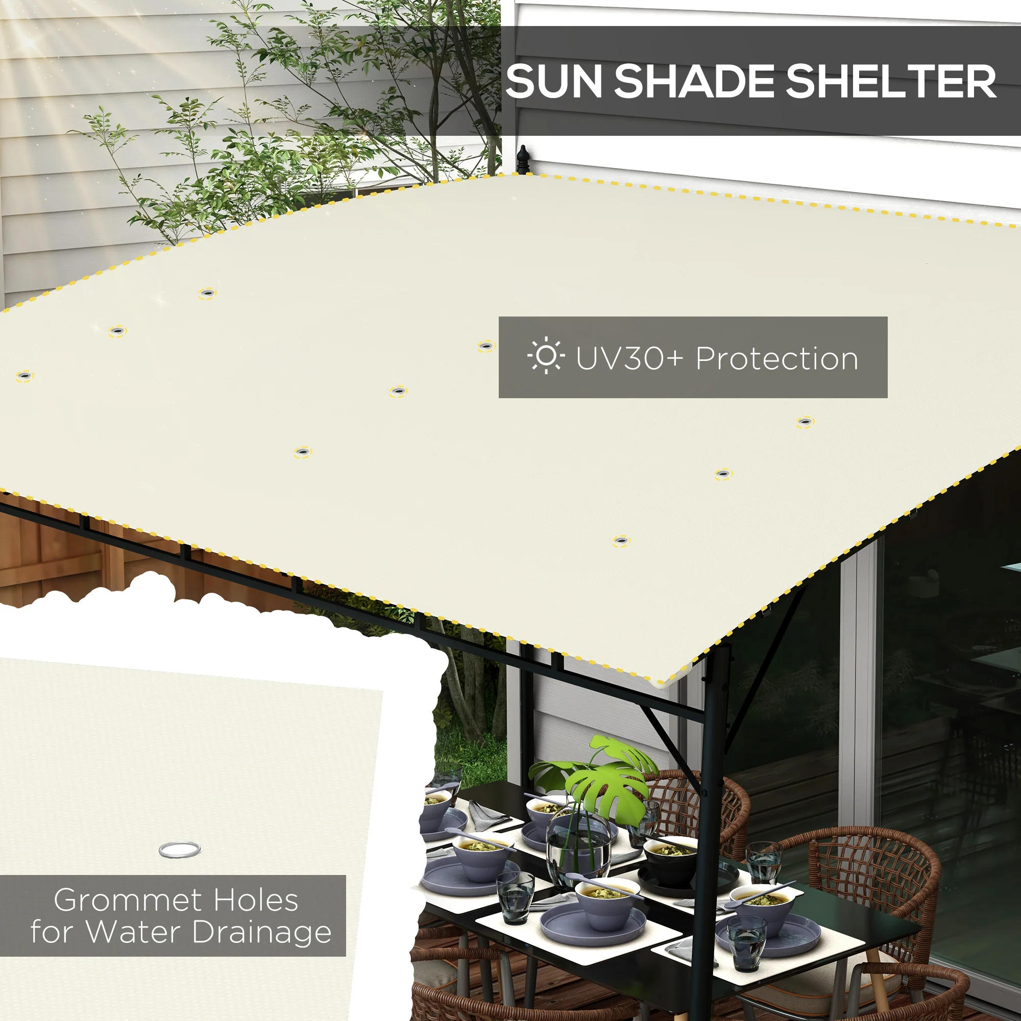 Outsunny 3 X 4m Metal Pergola, Outdoor Gazebo UV-Resistant, Cream White - Image 4