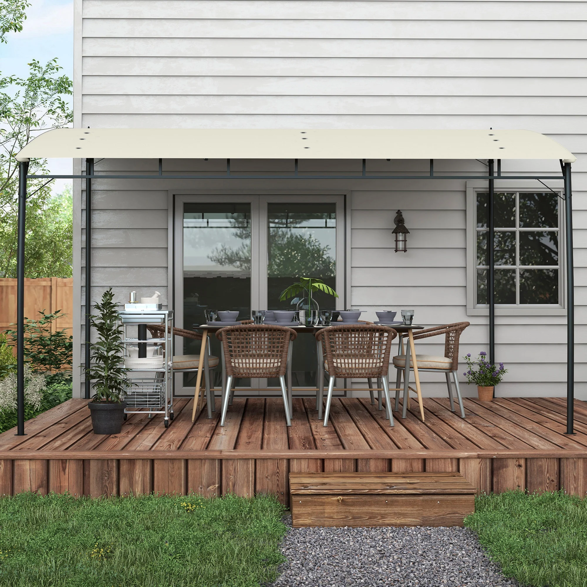 Outsunny 3 X 4m Metal Pergola, Outdoor Gazebo UV-Resistant, Cream White - Image 7