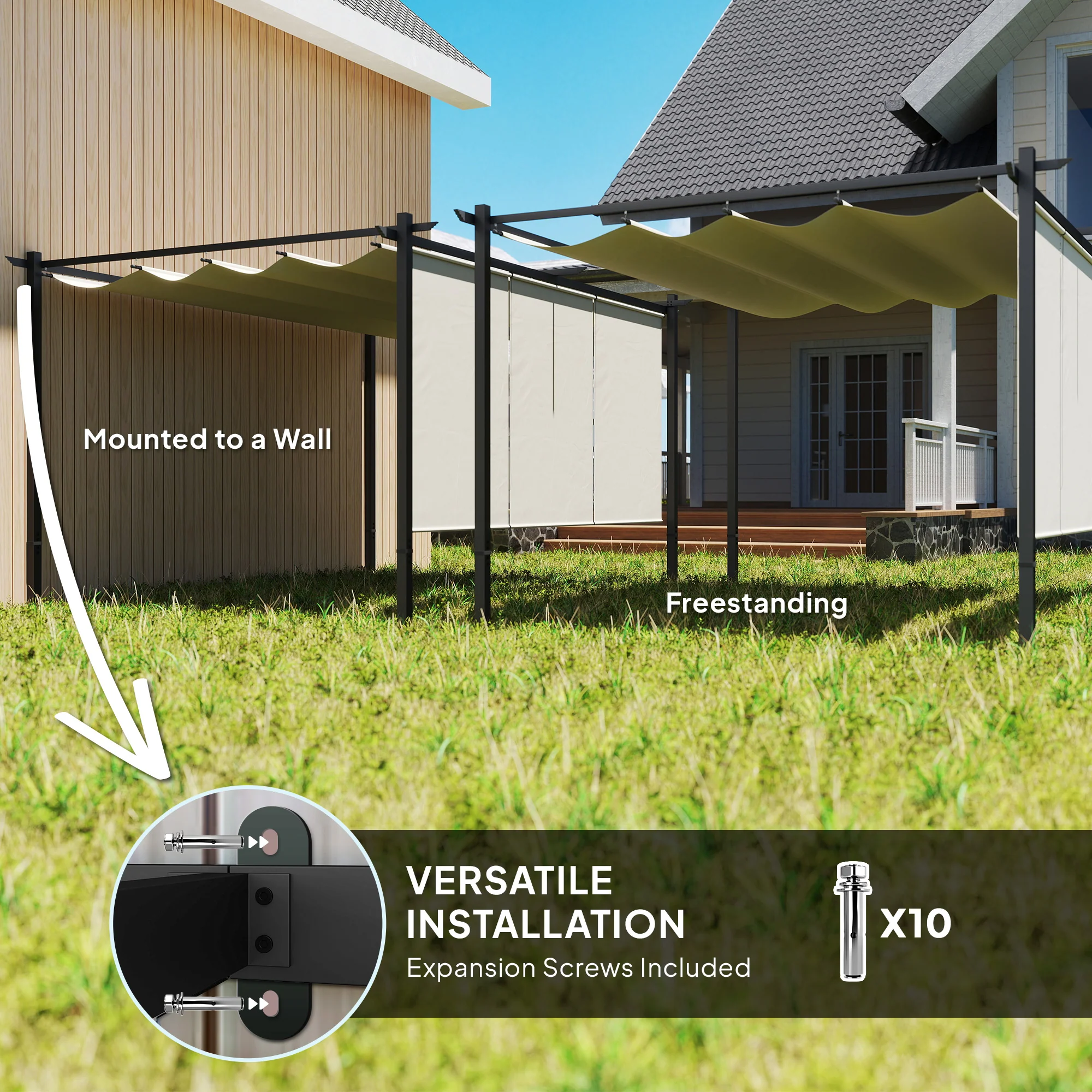 Outsunny 3 X 4m Metal Pergola With Retractable Roof And Roller Shade - Image 6