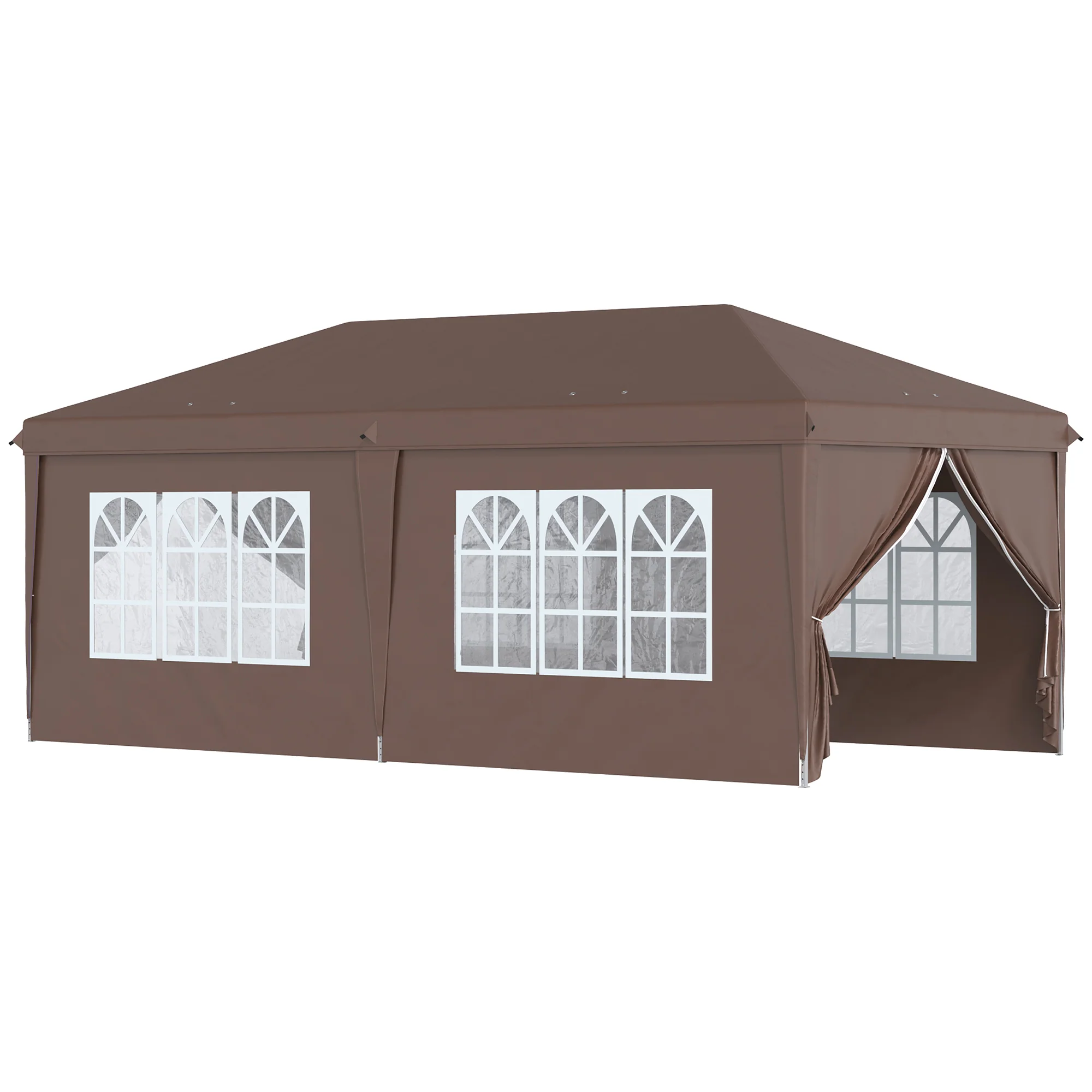 Outsunny 3 x 6m Pop Up Gazebo Height Adjustable Party Tent w/ Storage Bag Brown