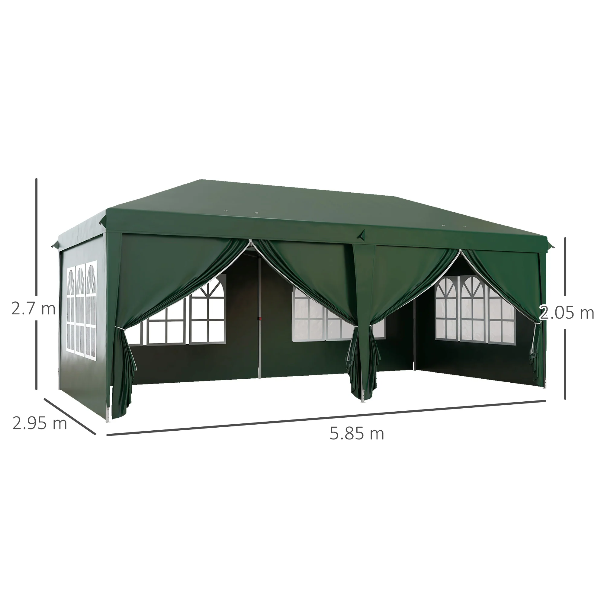 Outsunny 3 x 6m Pop Up Gazebo Party Tent Canopy Marquee with Storage Bag Green - Image 5