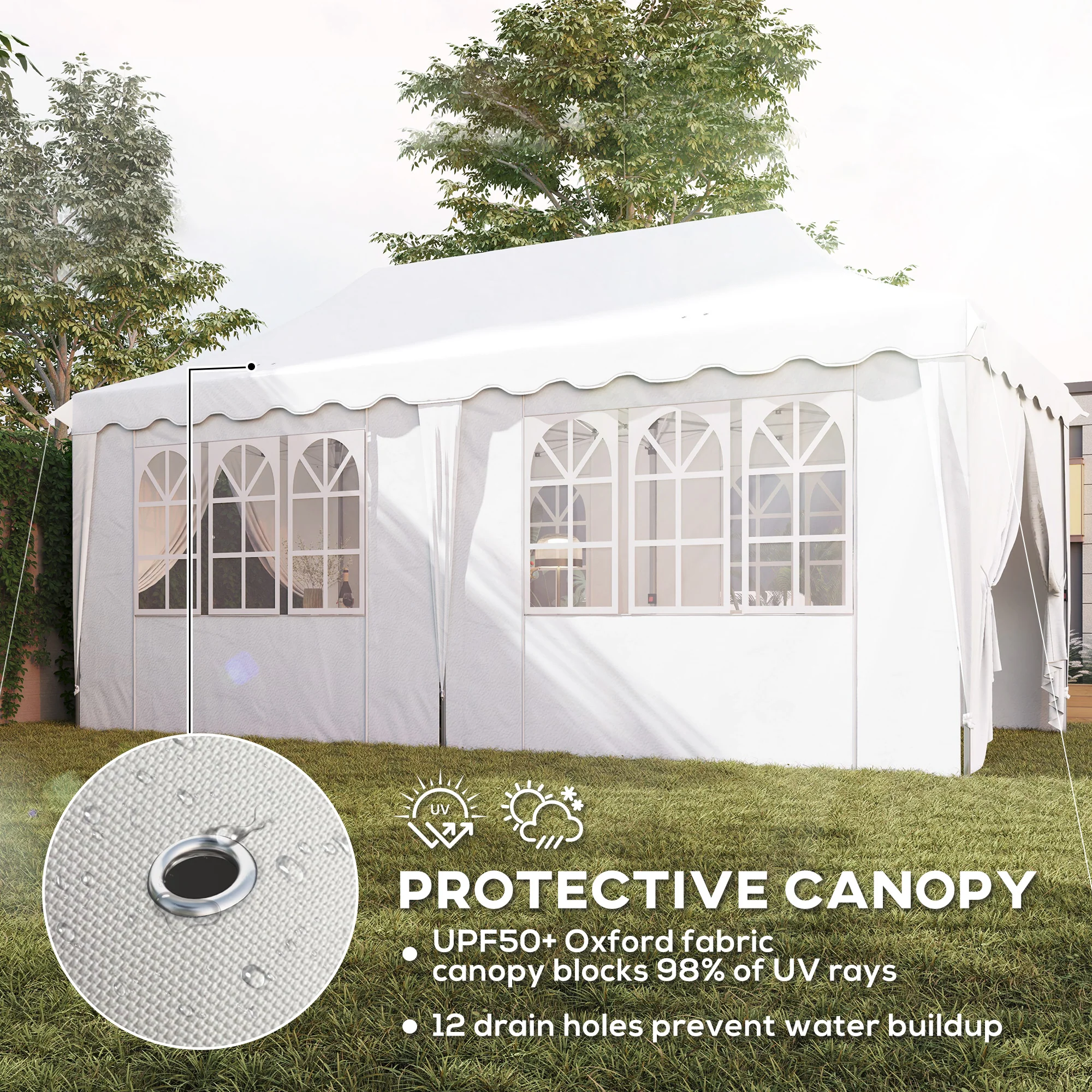 Outsunny 3 x 6m Pop Up Gazebo with Sides and Carry Bag, UPF50+, White - Image 6