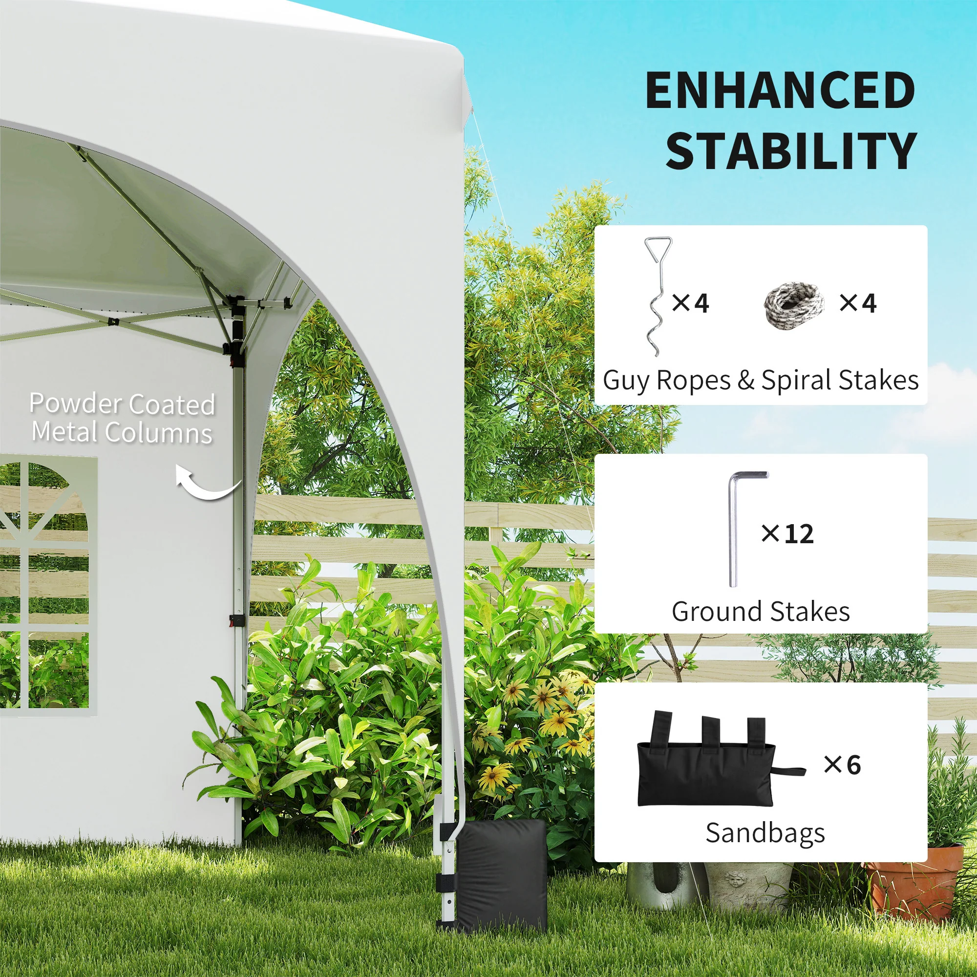 Outsunny 3 X 6m Pop Up Gazebo With Sides, Peak Top Garden Party Tent Marquee - Image 5