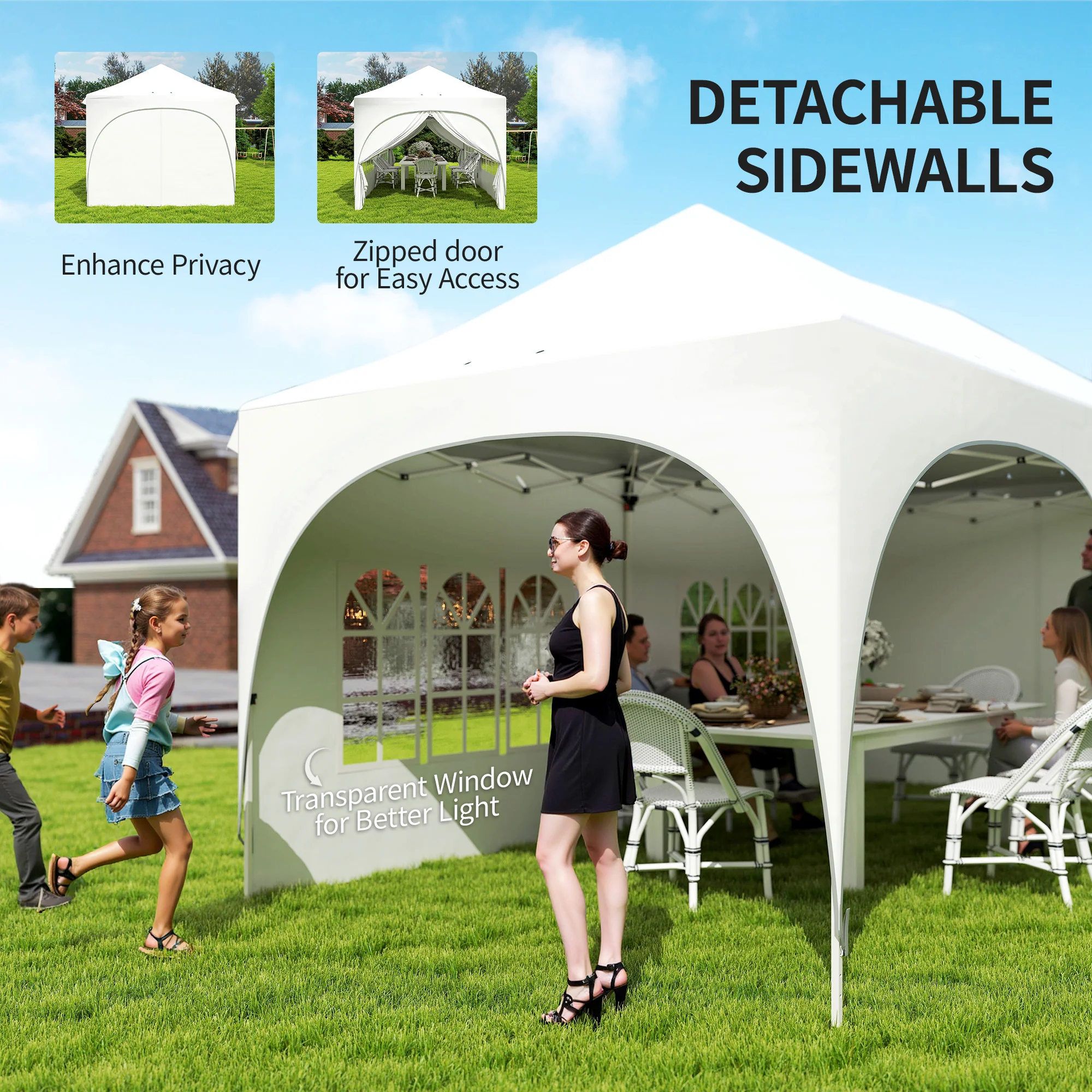 Outsunny 3 X 6m Pop Up Gazebo With Sides, Peak Top Garden Party Tent Marquee - Image 7