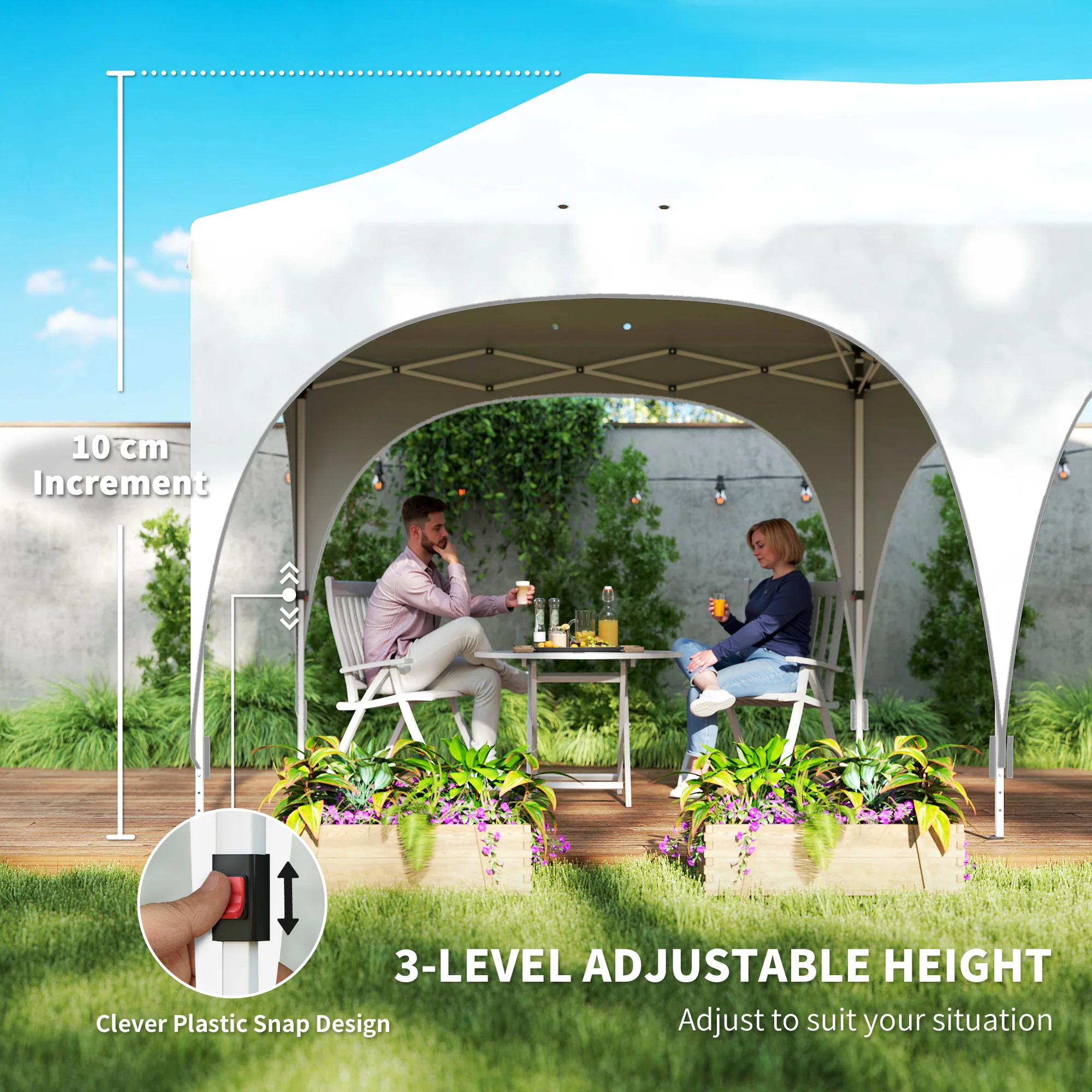 Outsunny 3 X 6m Pop Up Gazebo With Sides, Peak Top Garden Party Tent Marquee - Image 9