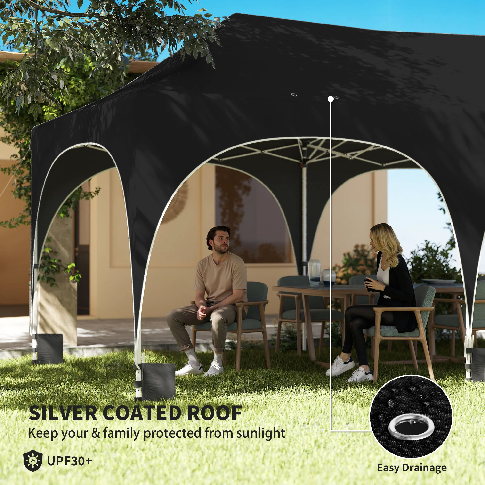 Outsunny 3 X 6m Pop Up Gazebo With Sides, Peak Top Garden Party Tent Marquee - Image 6