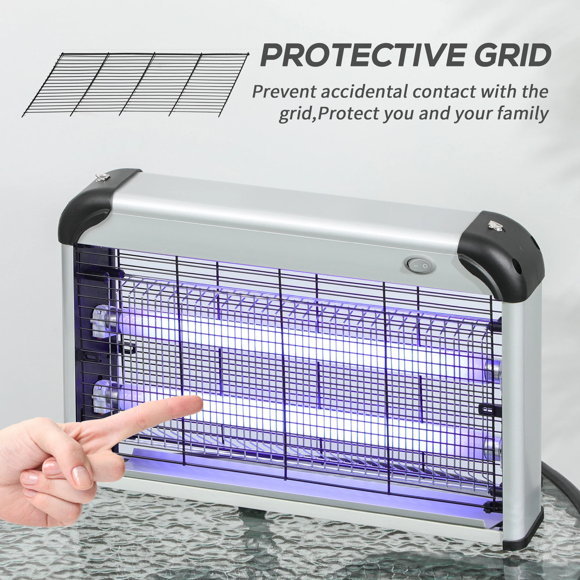 Outsunny 30W Mosquito Insect Killer Pest Bug Trap Lamp UV Fly Zapper Silver - Image 7