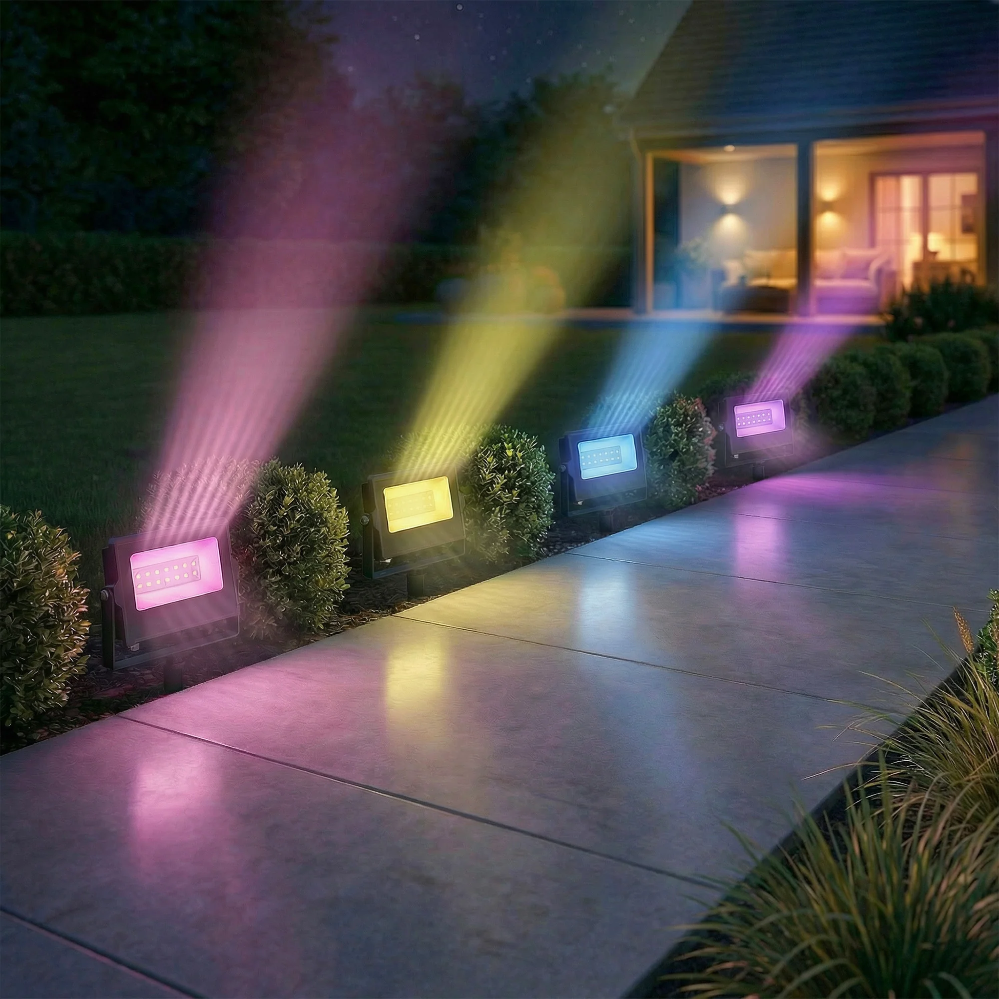Outsunny 32W LED Floodlights, Outdoor Flood Light With UK Plug, Black
