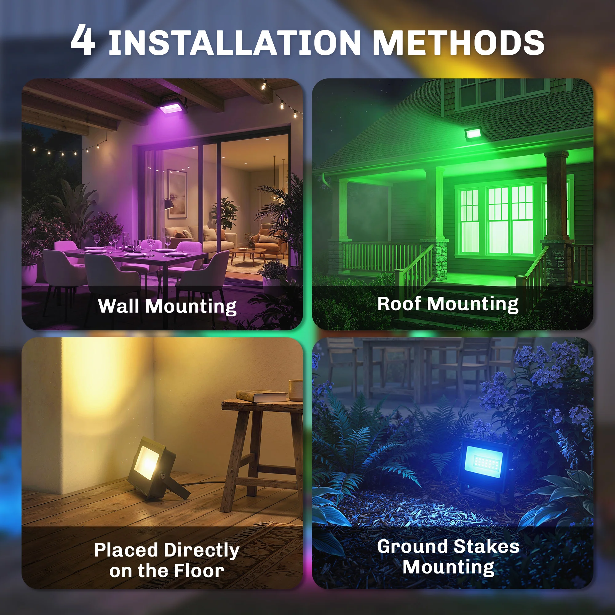 Outsunny 32W LED Floodlights, Outdoor Flood Light With UK Plug, Black - Image 8
