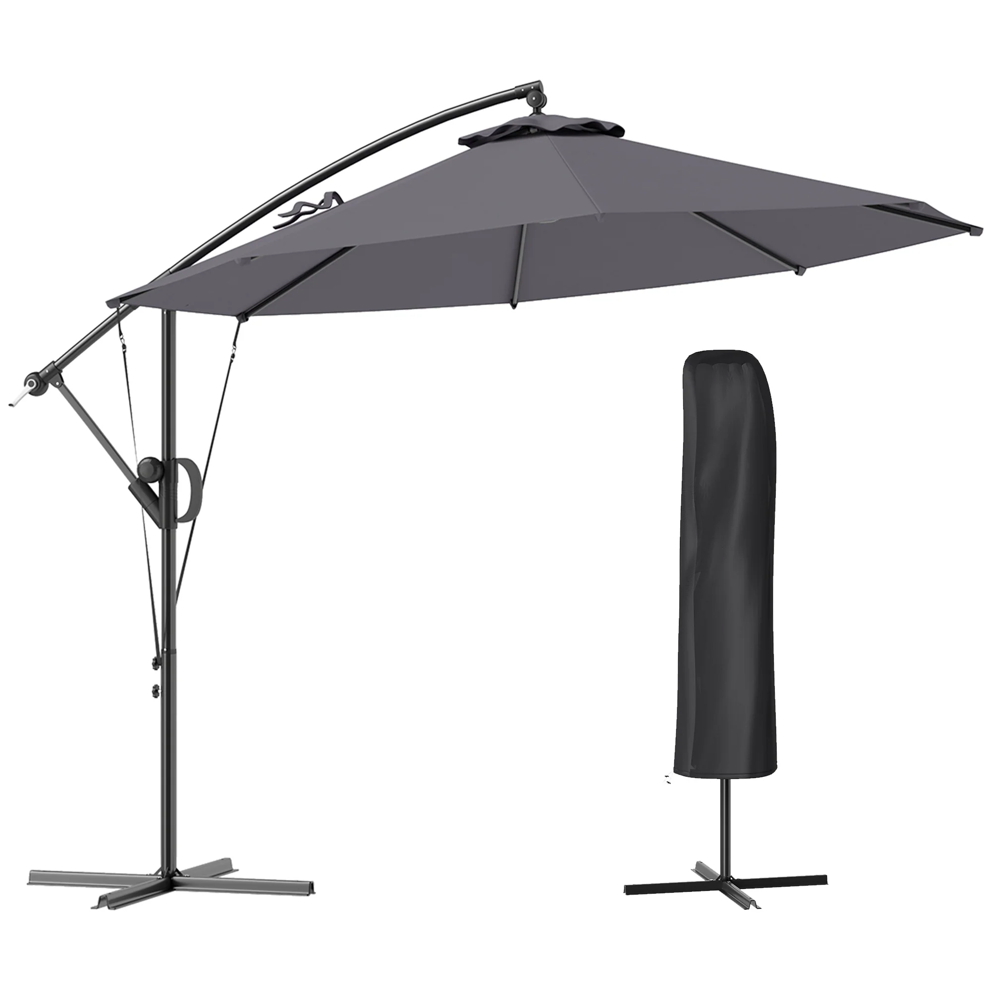 Outsunny 3(m) Cantilever Banana Parasol with Cover Wind Strap UPF50+ - Image 10