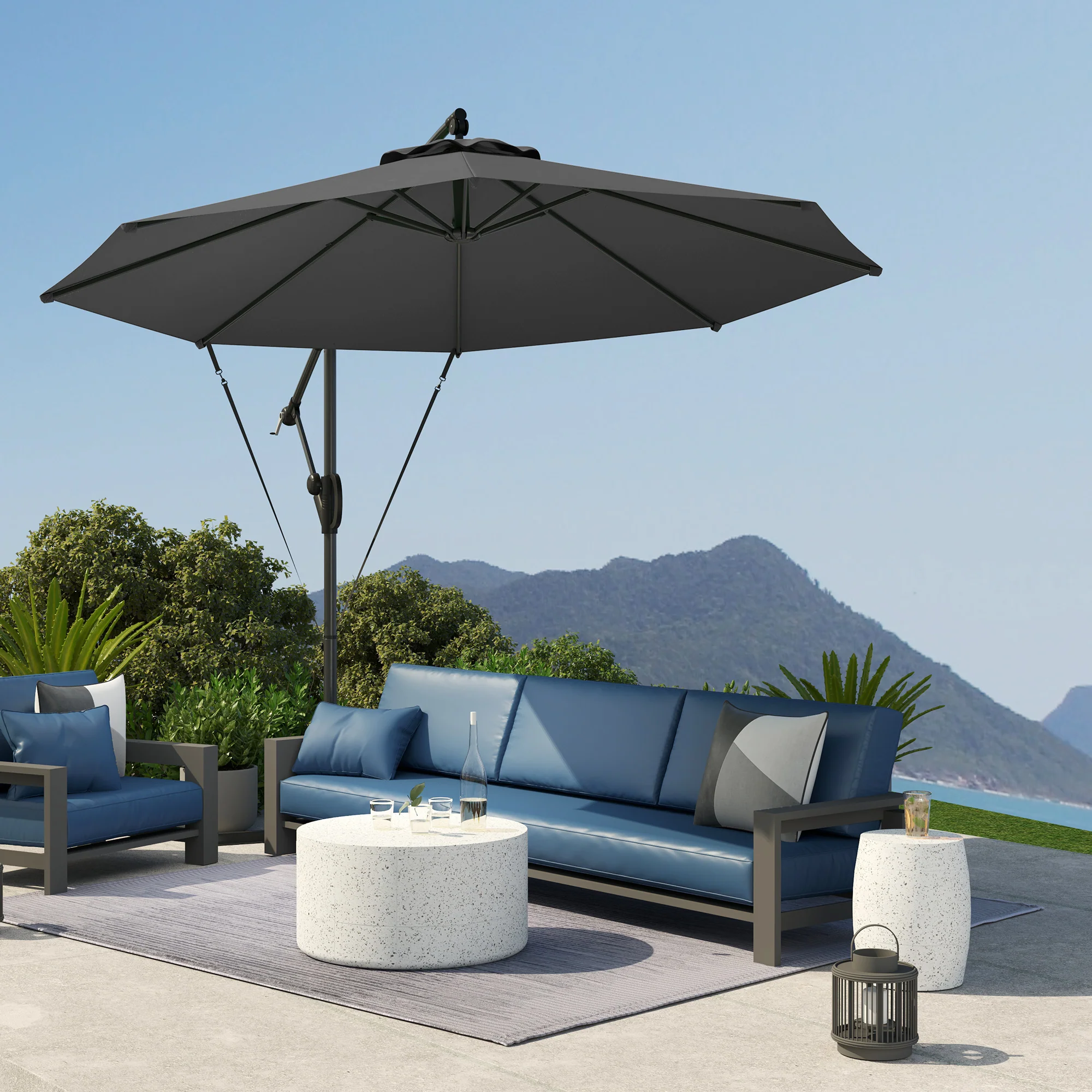 Outsunny 3(m) Cantilever Banana Parasol with Cover Wind Strap UPF50+ - Image 11