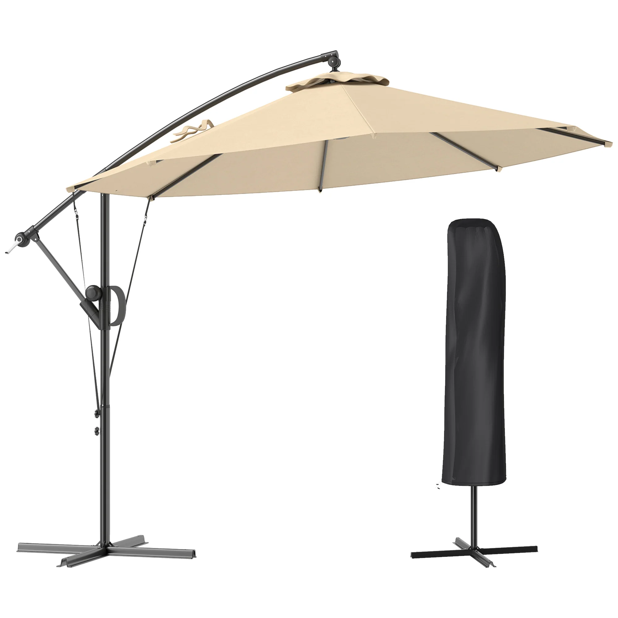 Outsunny 3(m) Cantilever Banana Parasol with Cover Wind Strap UPF50+ - Image 19