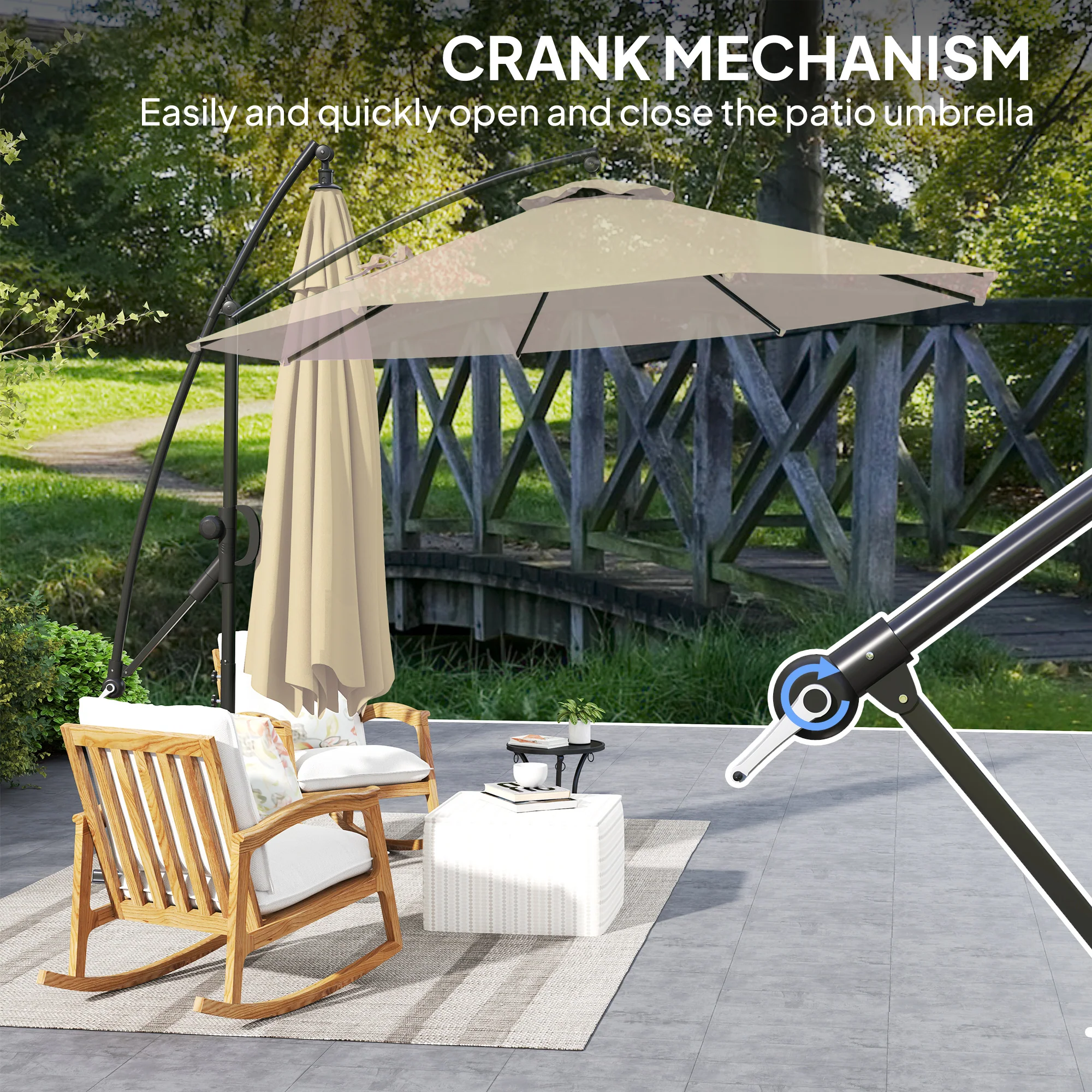 Outsunny 3(m) Cantilever Banana Parasol with Cover Wind Strap UPF50+ - Image 26