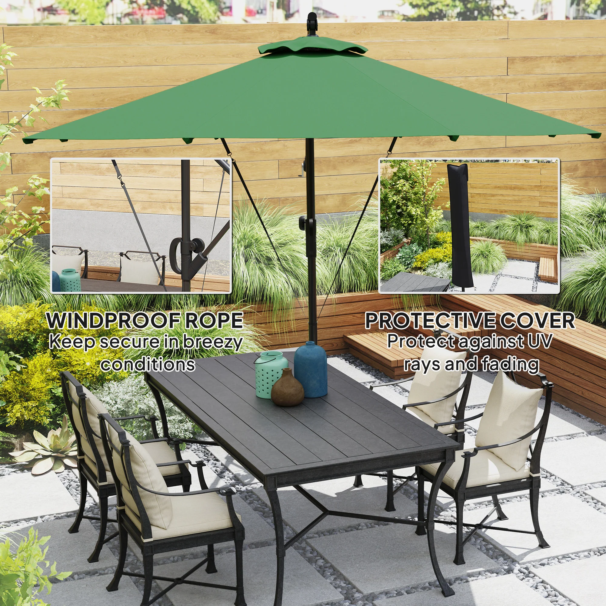 Outsunny 3(m) Cantilever Banana Parasol with Cover Wind Strap UPF50+ - Image 3