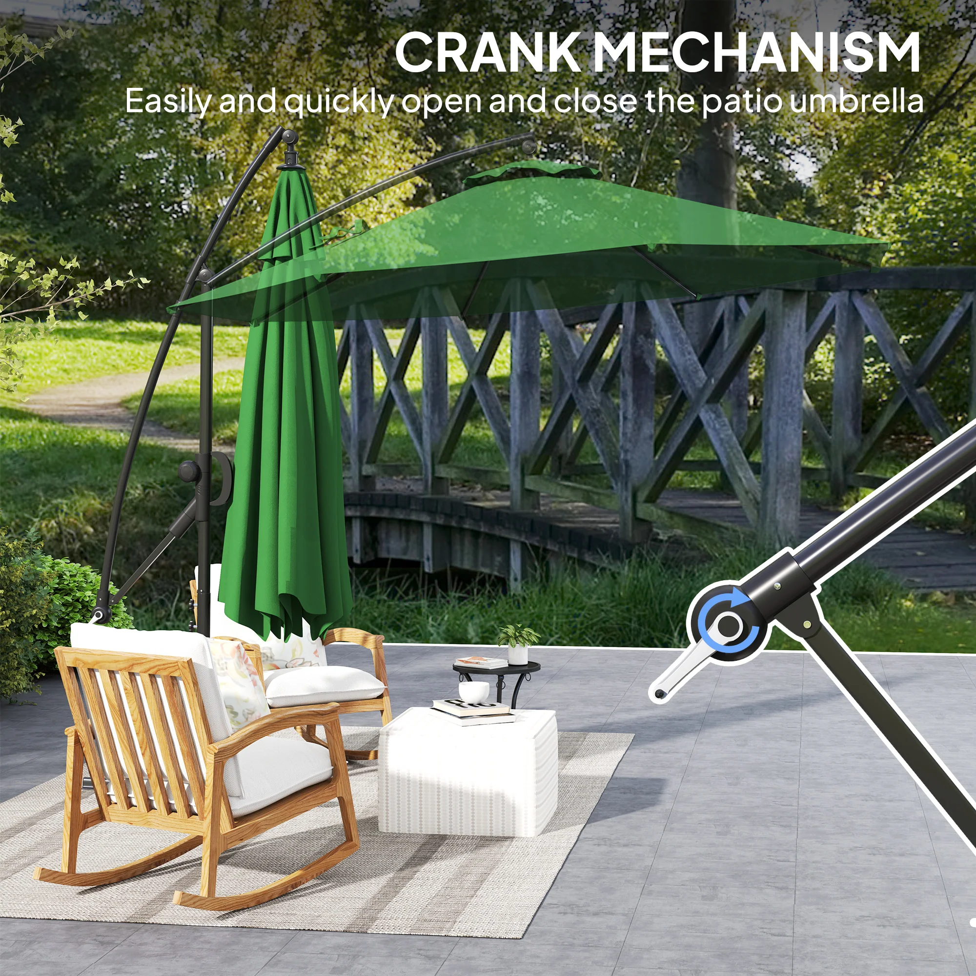 Outsunny 3(m) Cantilever Banana Parasol with Cover Wind Strap UPF50+ - Image 8