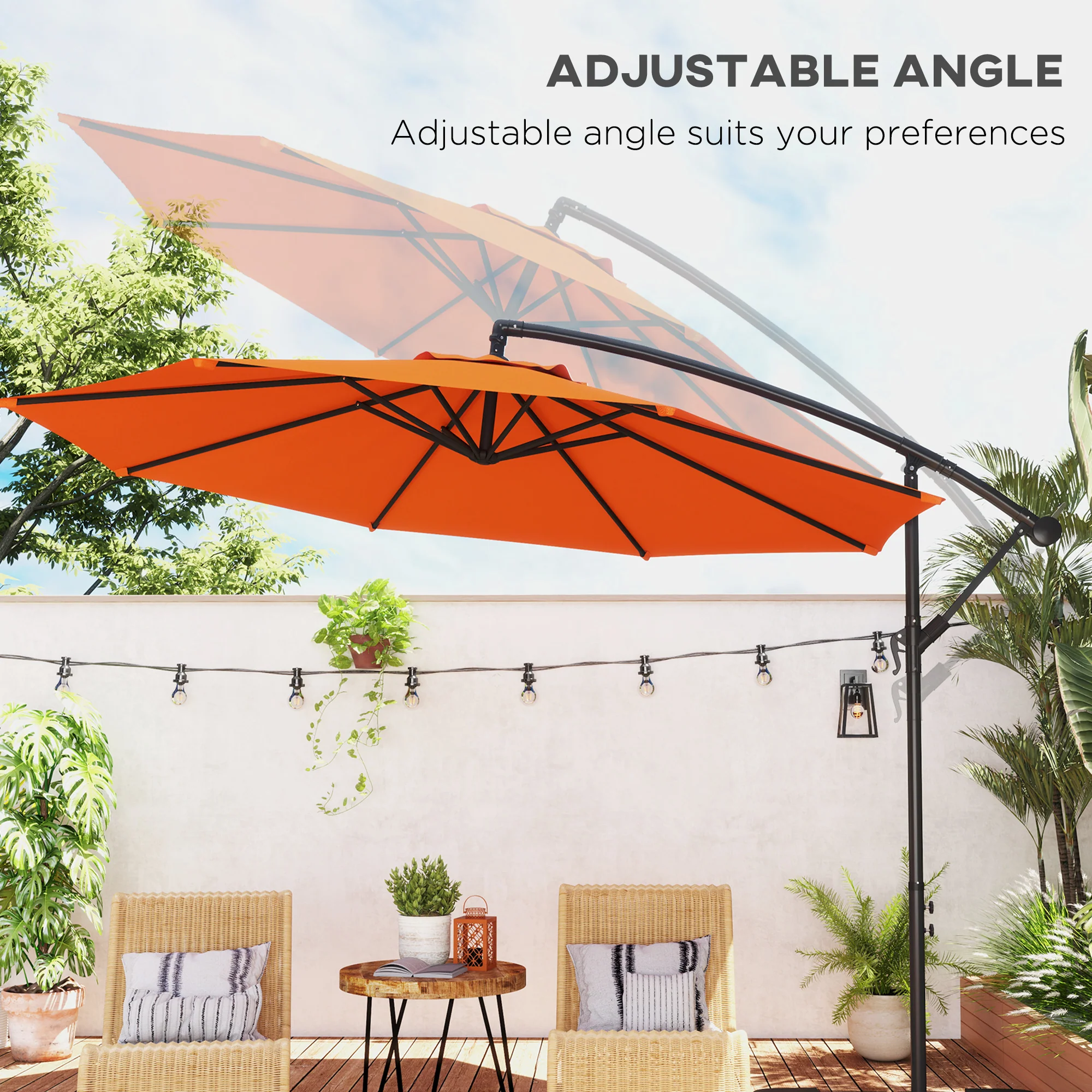 Outsunny 3(m) Cantilever Parasol Banana Umbrella w/ Crank - Image 13