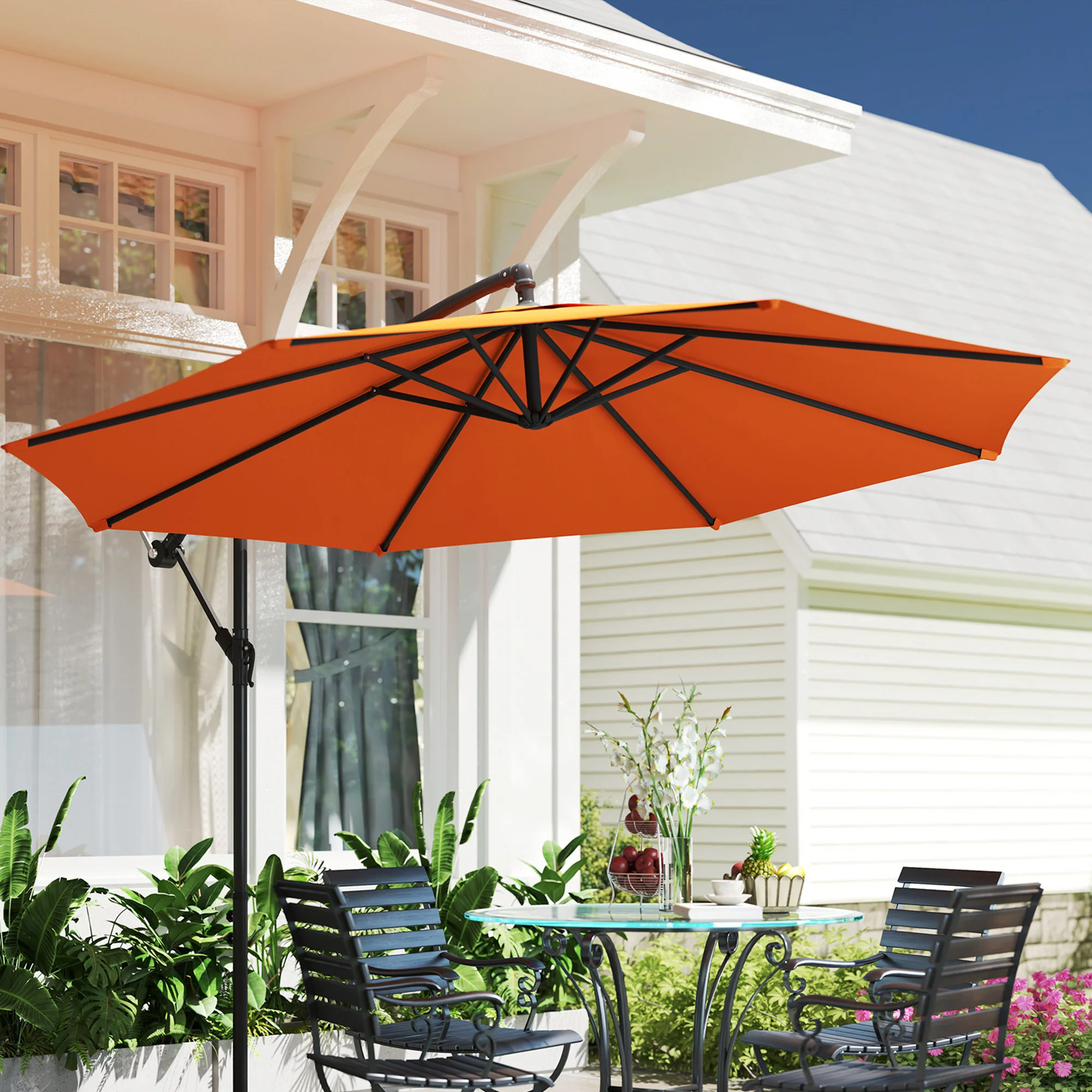 Outsunny 3(m) Cantilever Parasol Banana Umbrella w/ Crank - Image 16
