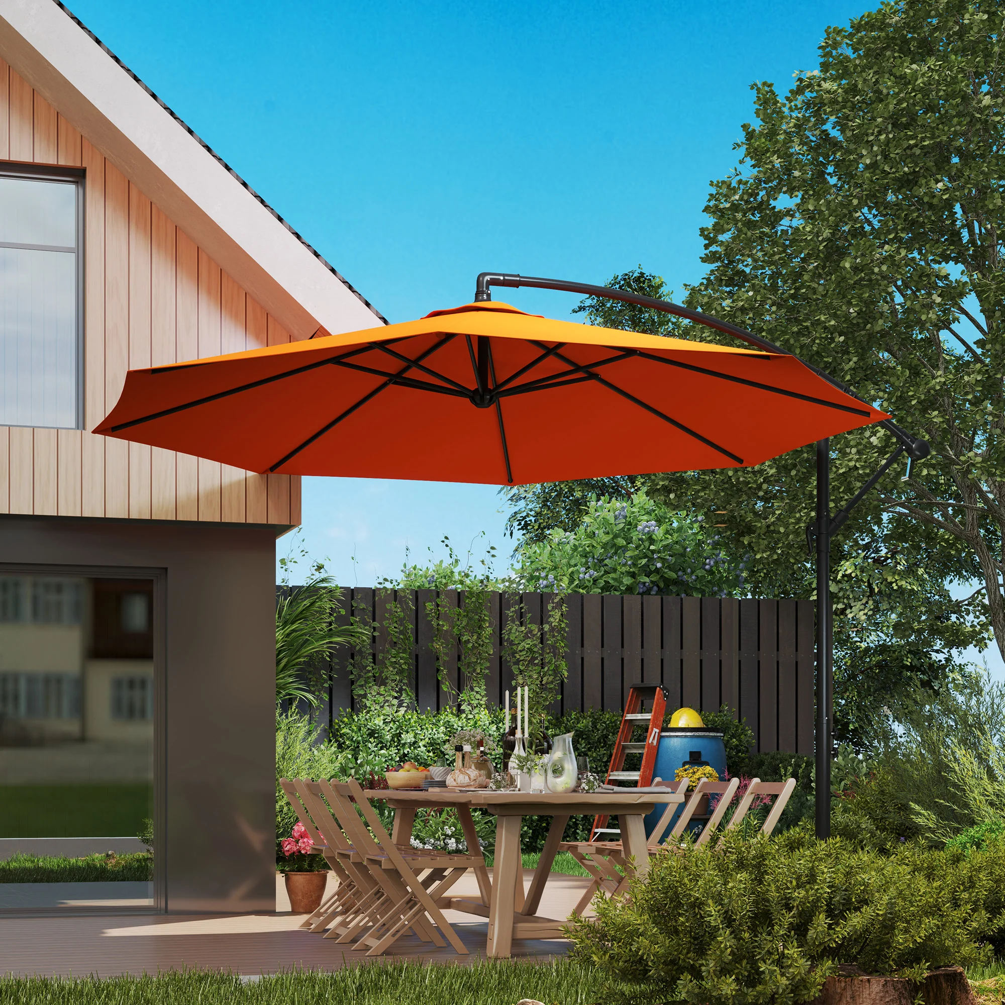 Outsunny 3(m) Cantilever Parasol Banana Umbrella w/ Crank - Image 17