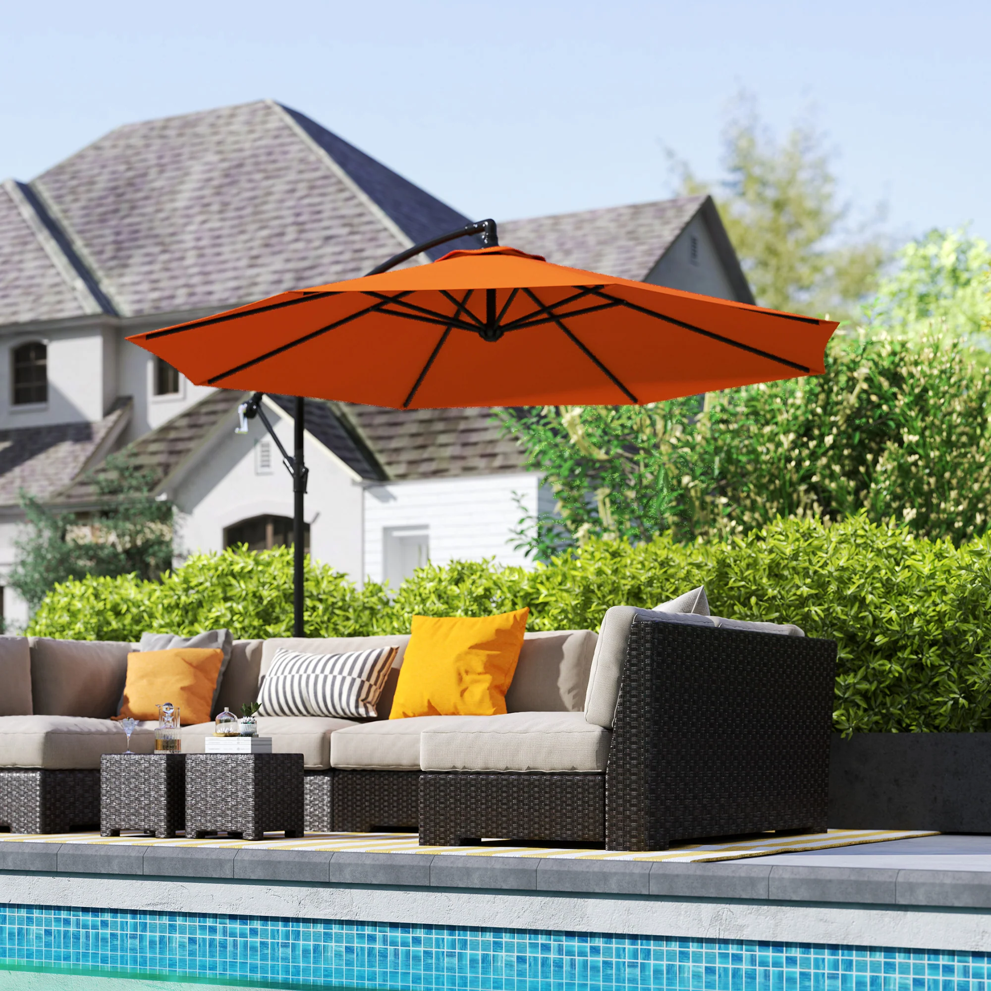 Outsunny 3(m) Cantilever Parasol Banana Umbrella w/ Crank - Image 18