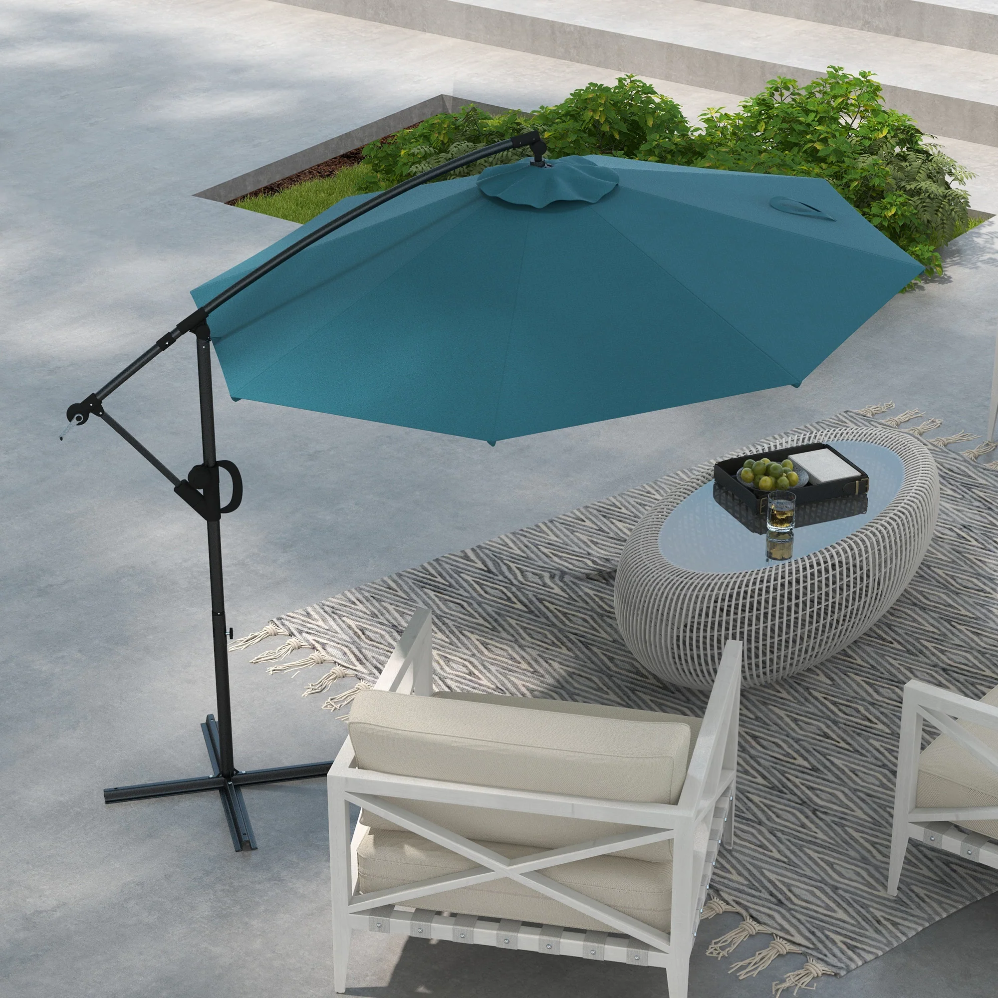 Outsunny 3(m) Cantilever Parasol With Cross Base, Crank Handle, Tilt - Image 7