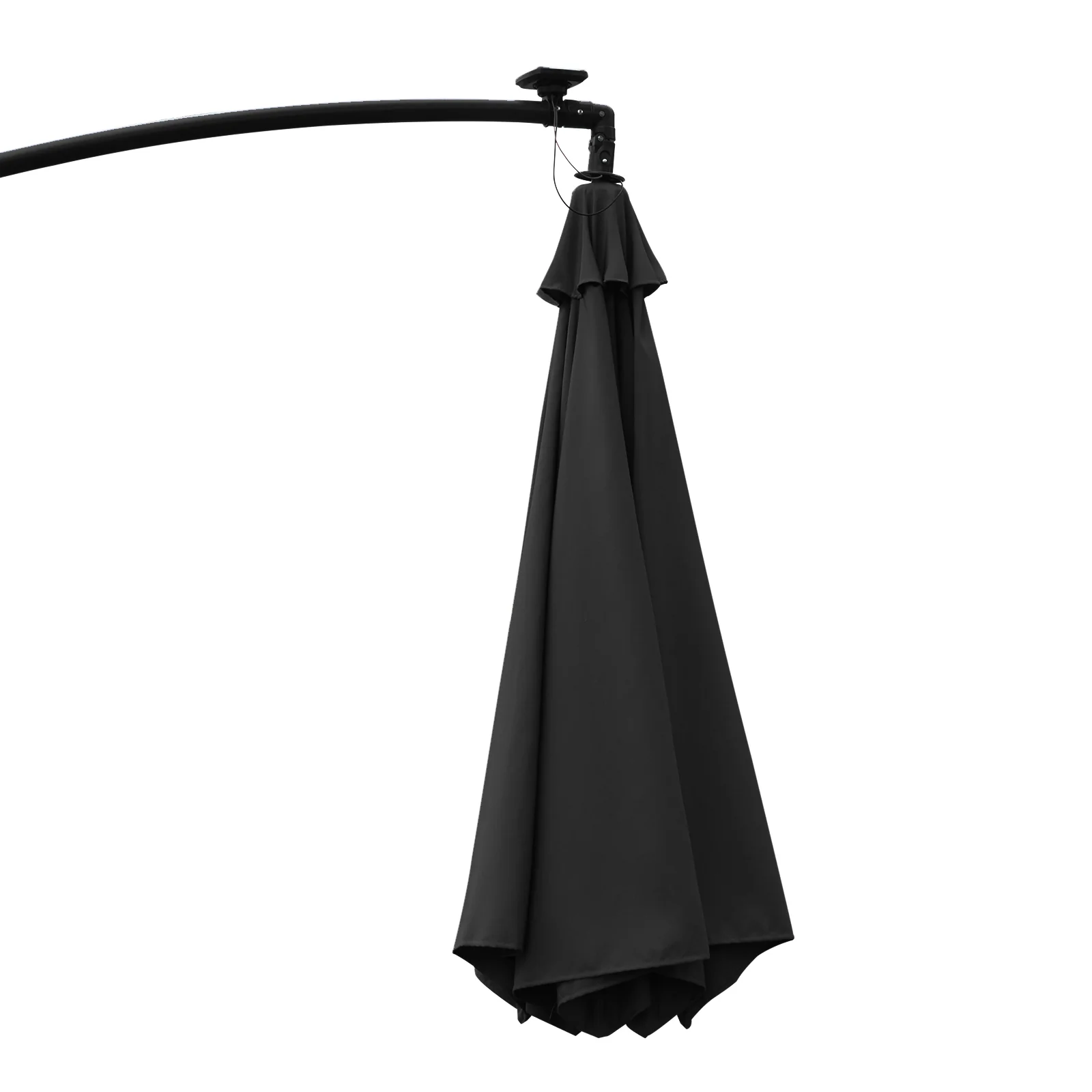 Outsunny 3m LED Patio Banana Umbrella Cantilever Parasol w/ Crank Cross Base Hanging Offset Umbrella Frame Steel Aluminium Garden Table Outdoor Black - Image 8