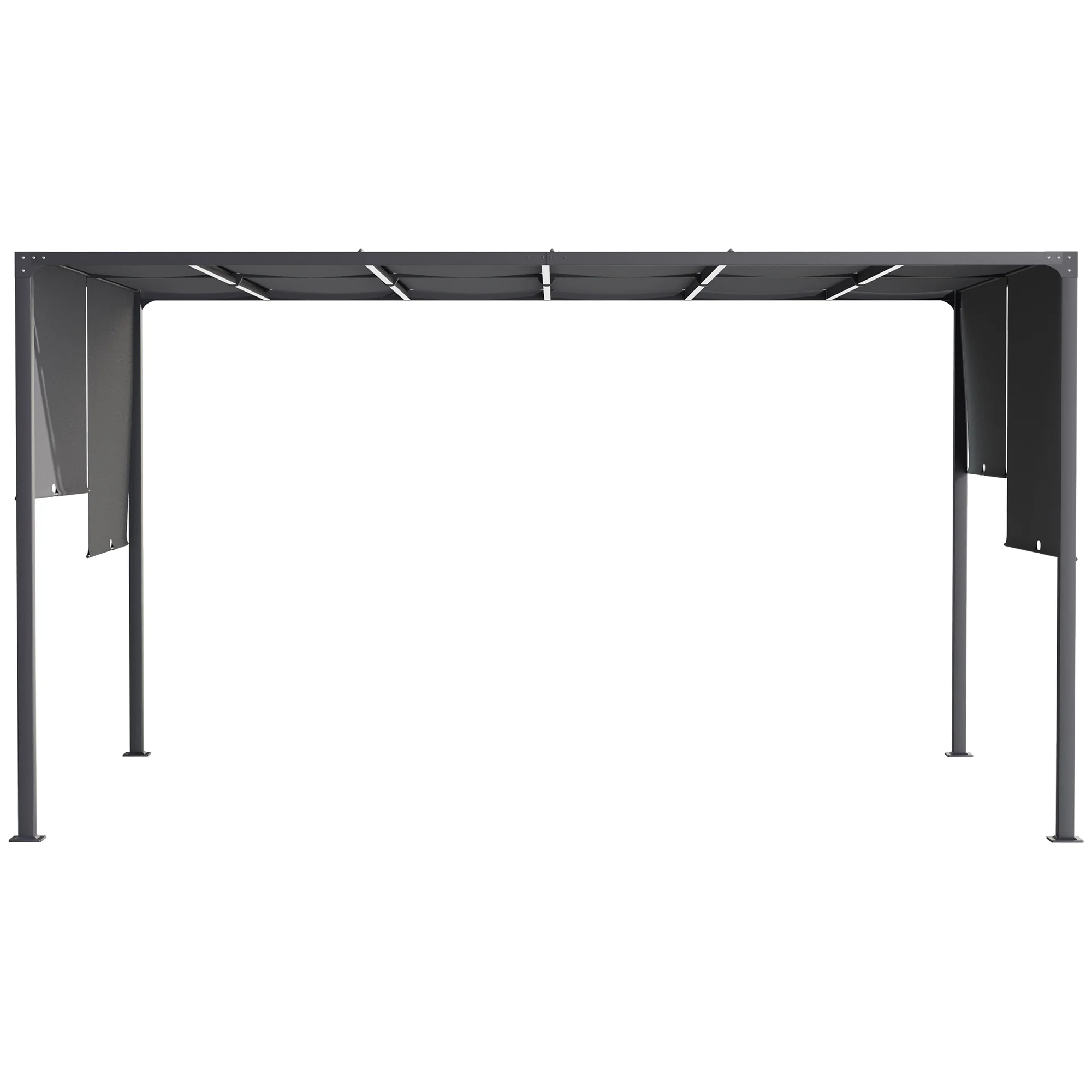 Outsunny 3m x 4m utdoor Garden Pergola with LED Lights Sliding Roof Grey - Image 9