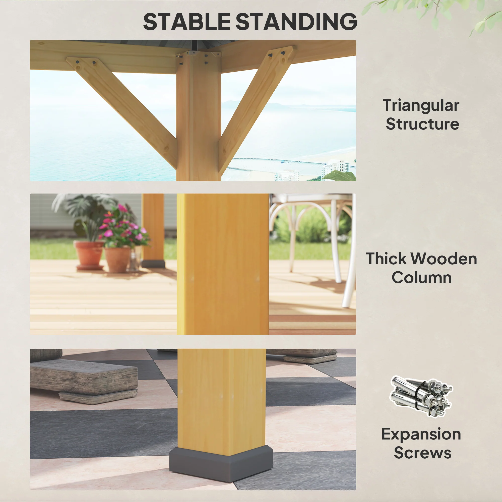 Outsunny 3x(3)M Double-Tier Hardtop Gazebo, Outdoor Patio Shelter, Grey - Image 4