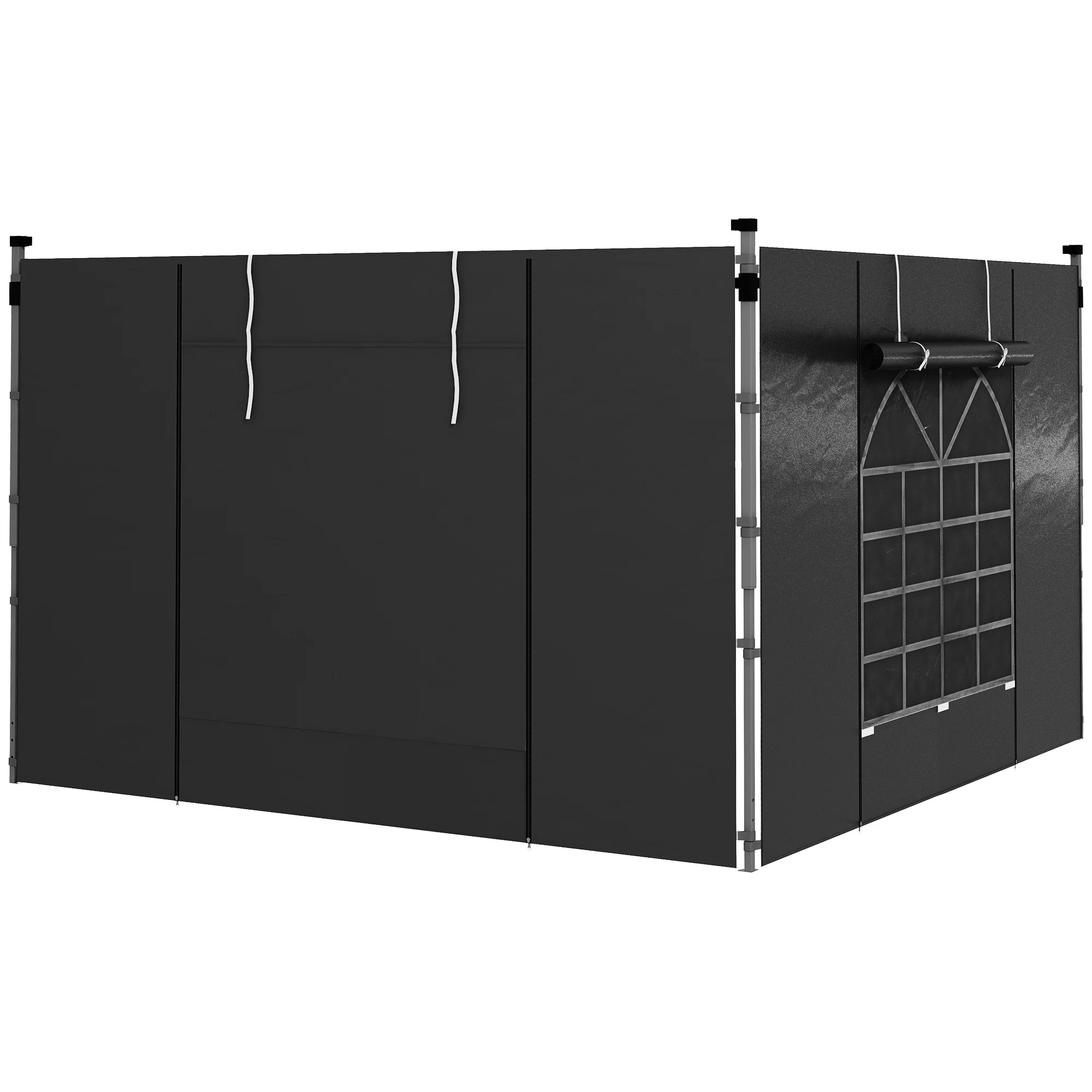 Outsunny 3x3(m) or 3x6m Pop Up Gazebo Side Panels Replacement, 2 Pack, Black