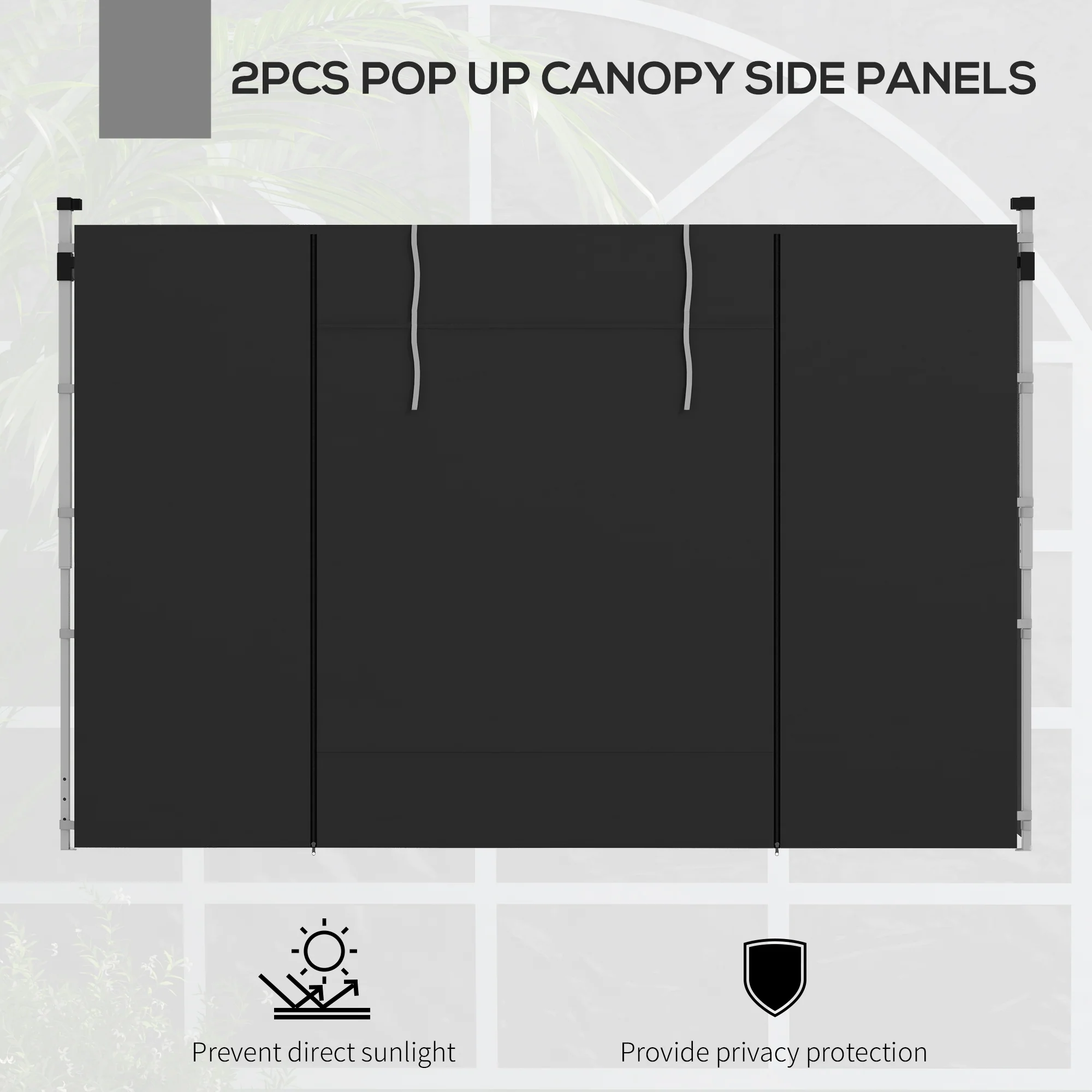 Outsunny 3x3(m) or 3x6m Pop Up Gazebo Side Panels Replacement, 2 Pack, Black - Image 3