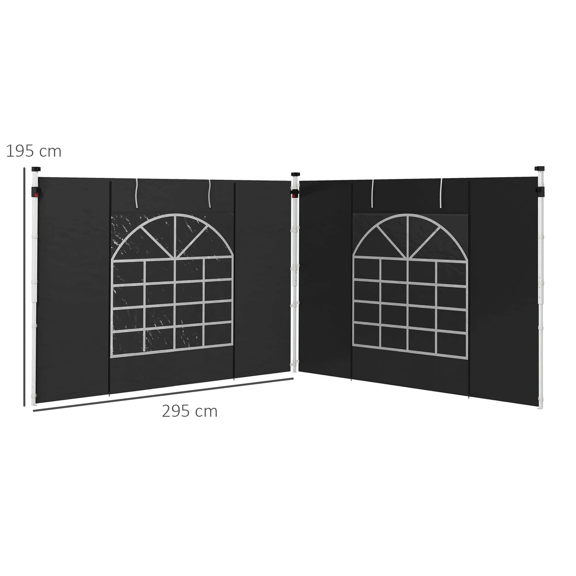 Outsunny 3x3(m) or 3x6m Pop Up Gazebo Side Panels Replacement, 2 Pack, Black - Image 5