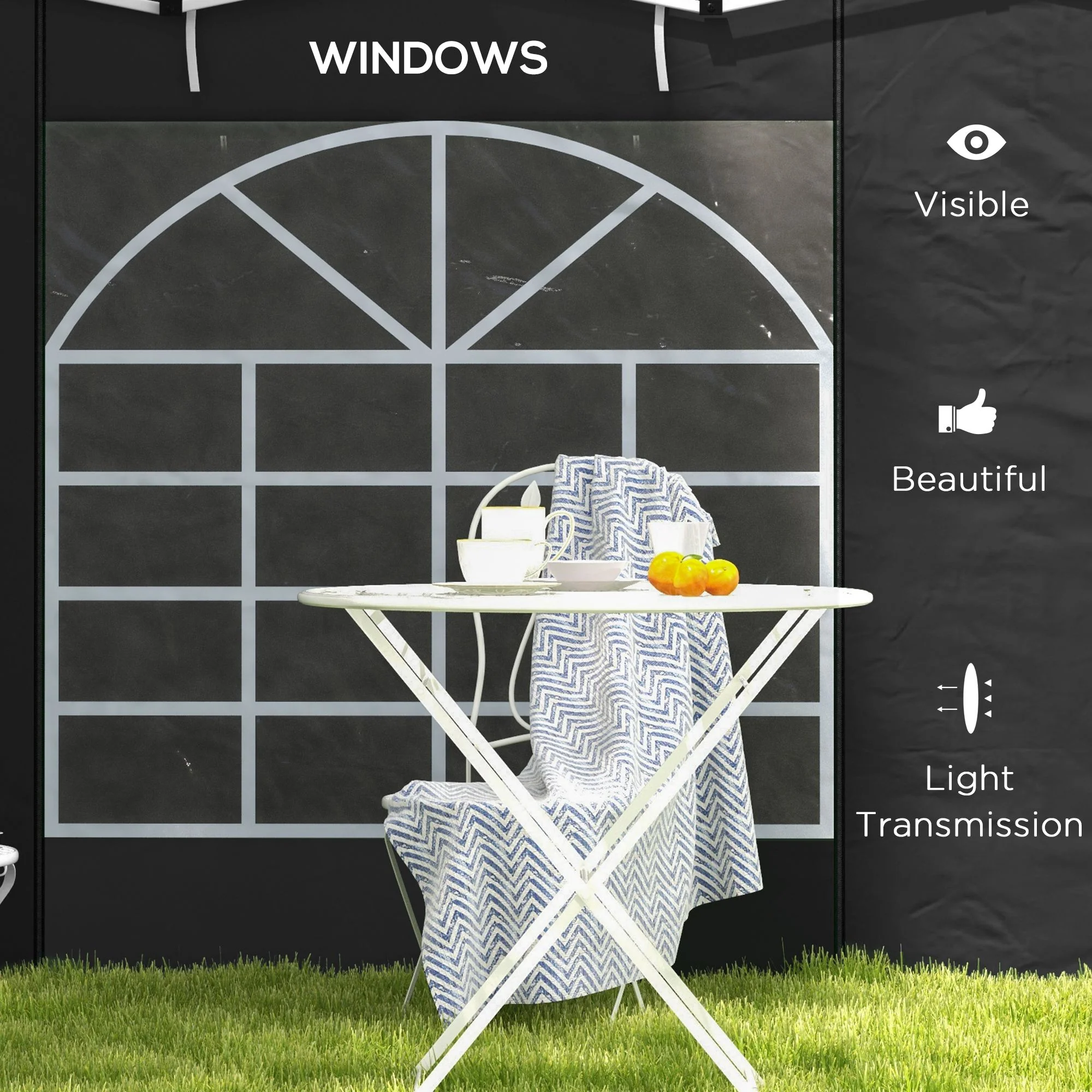 Outsunny 3x3(m) or 3x6m Pop Up Gazebo Side Panels Replacement, 2 Pack, Black - Image 6