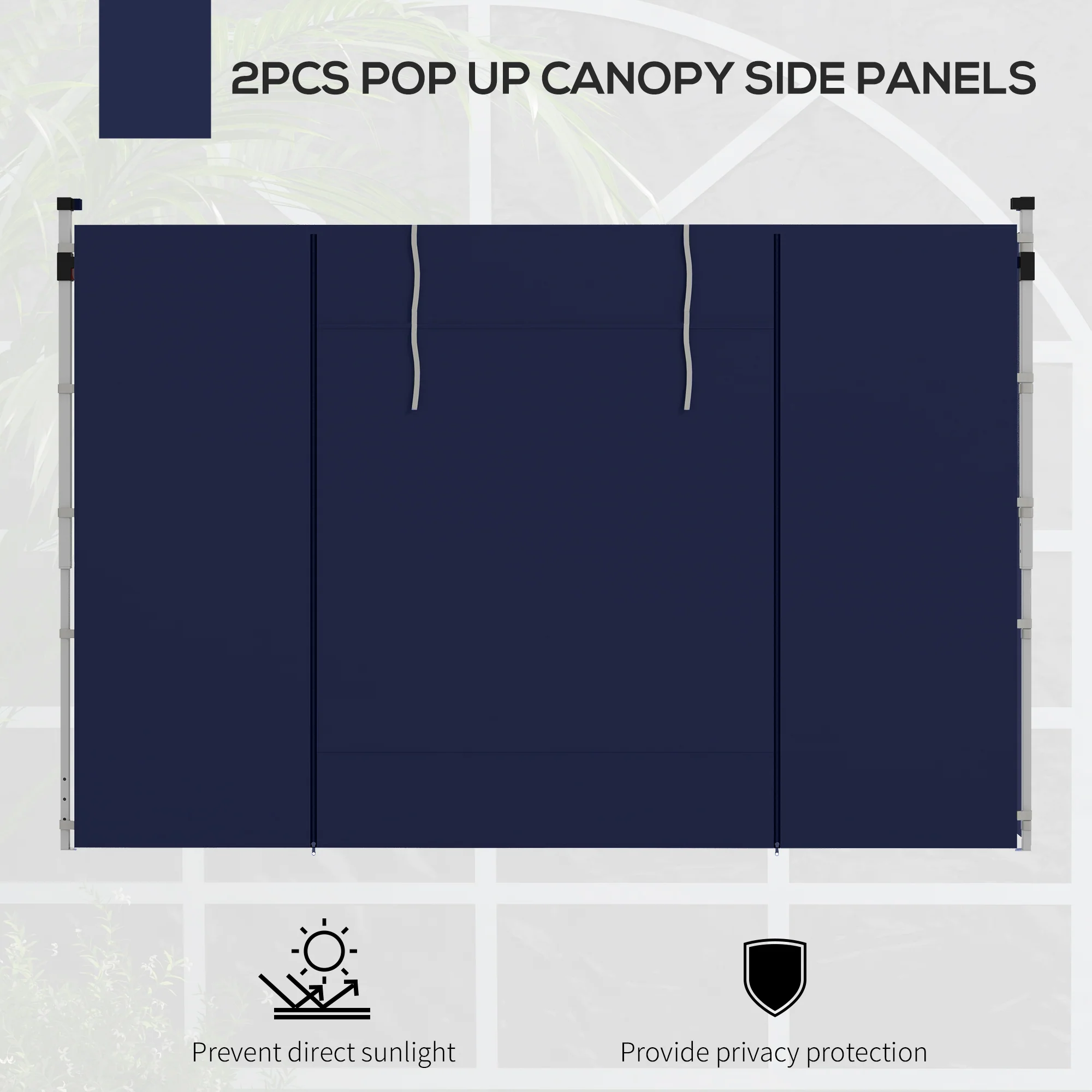 Outsunny 3x3(m) Or 3x6m Pop Up Gazebo Side Panels Replacement, 2 Pack, Blue - Image 3