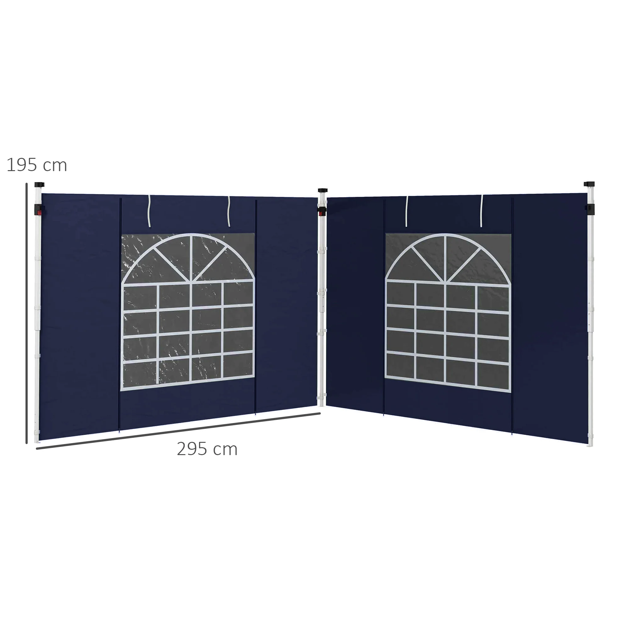 Outsunny 3x3(m) Or 3x6m Pop Up Gazebo Side Panels Replacement, 2 Pack, Blue - Image 5