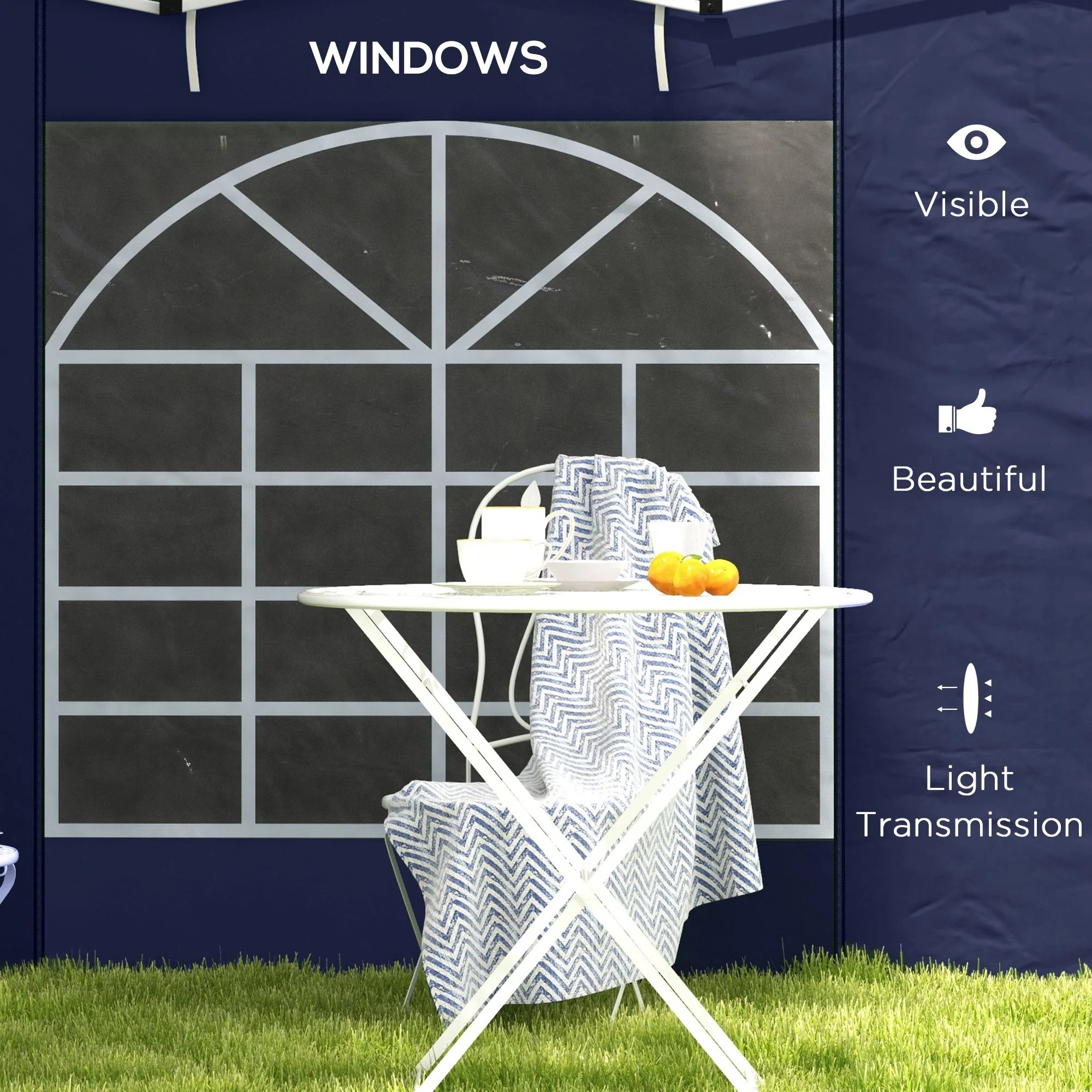 Outsunny 3x3(m) Or 3x6m Pop Up Gazebo Side Panels Replacement, 2 Pack, Blue - Image 6