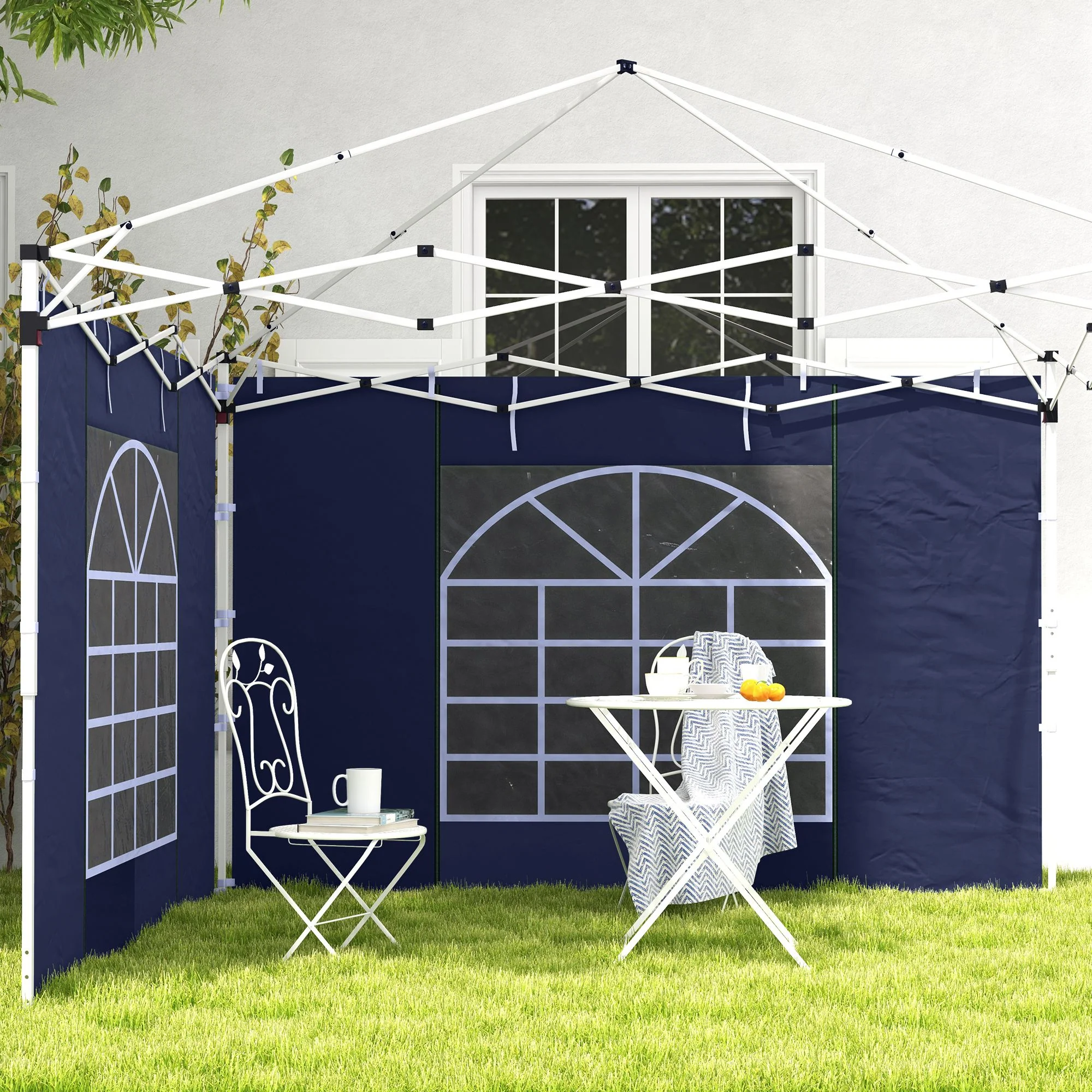 Outsunny 3x3(m) Or 3x6m Pop Up Gazebo Side Panels Replacement, 2 Pack, Blue - Image 8
