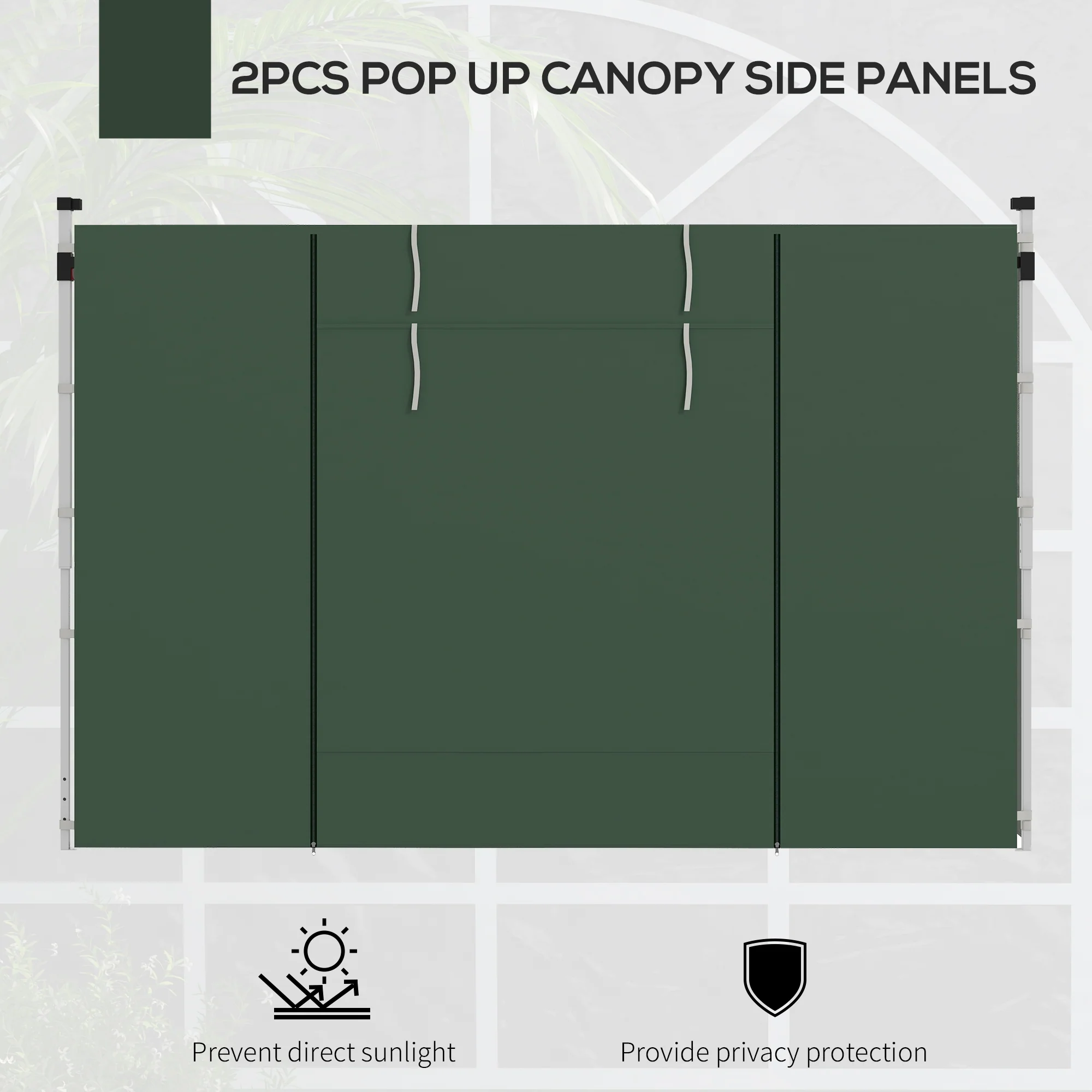 Outsunny 3x3(m) or 3x6m Pop Up Gazebo Side Panels Replacement, 2 Pack, Green - Image 3