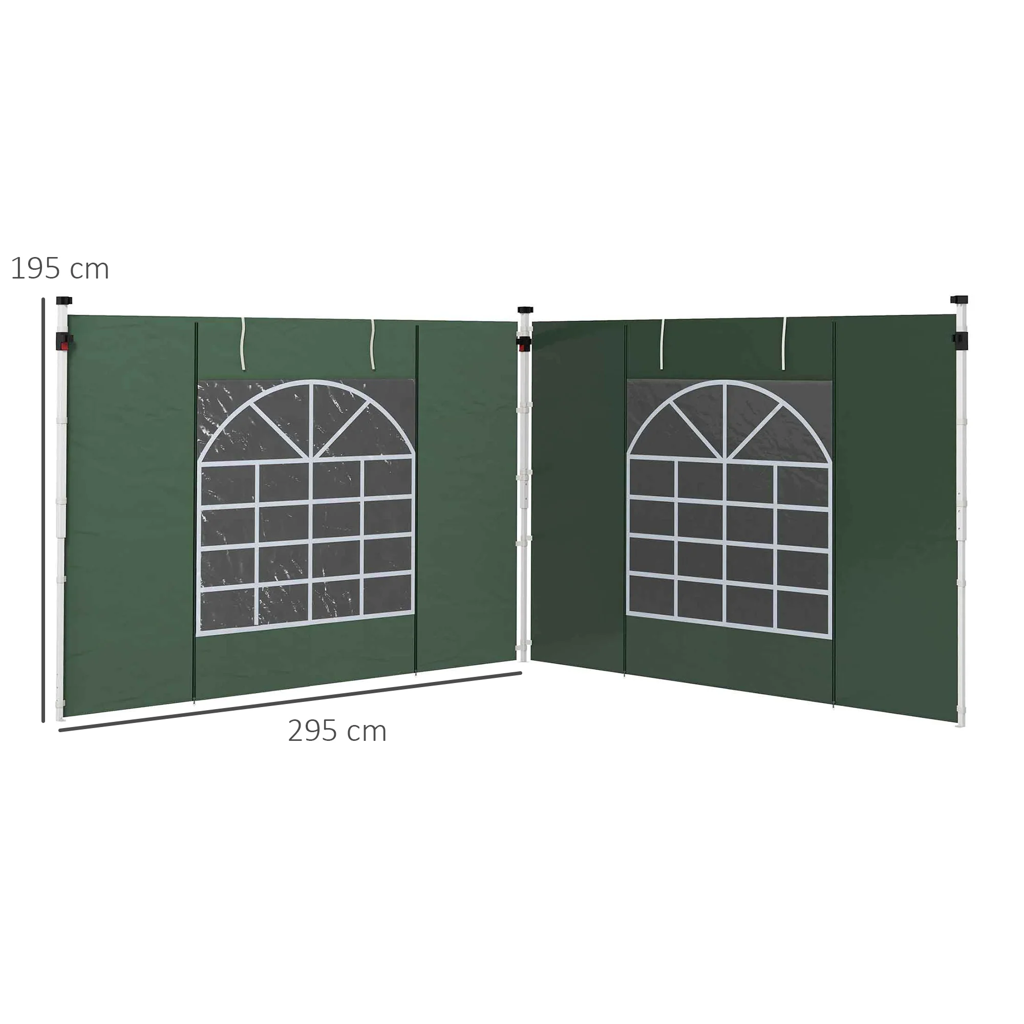 Outsunny 3x3(m) or 3x6m Pop Up Gazebo Side Panels Replacement, 2 Pack, Green - Image 5