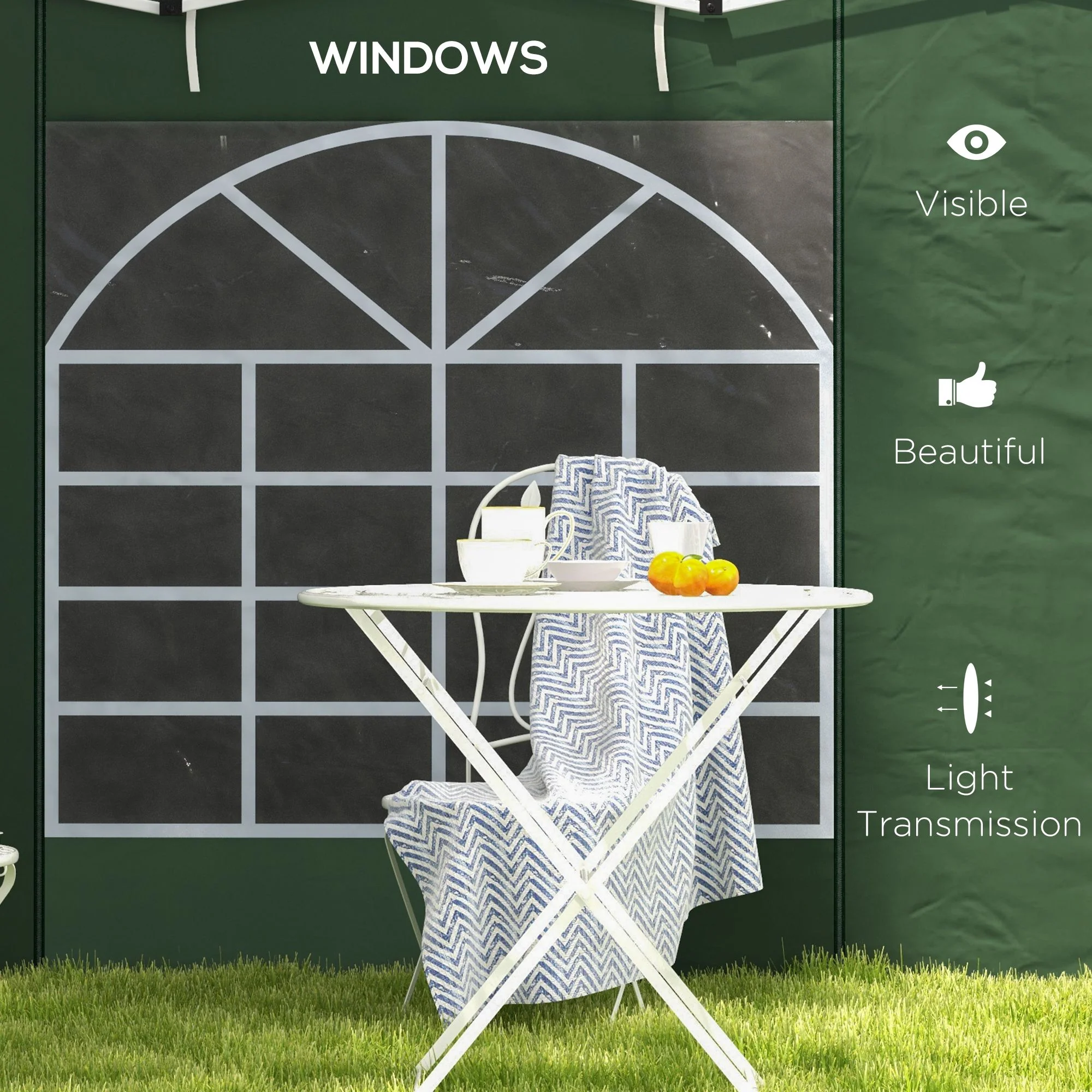 Outsunny 3x3(m) or 3x6m Pop Up Gazebo Side Panels Replacement, 2 Pack, Green - Image 6