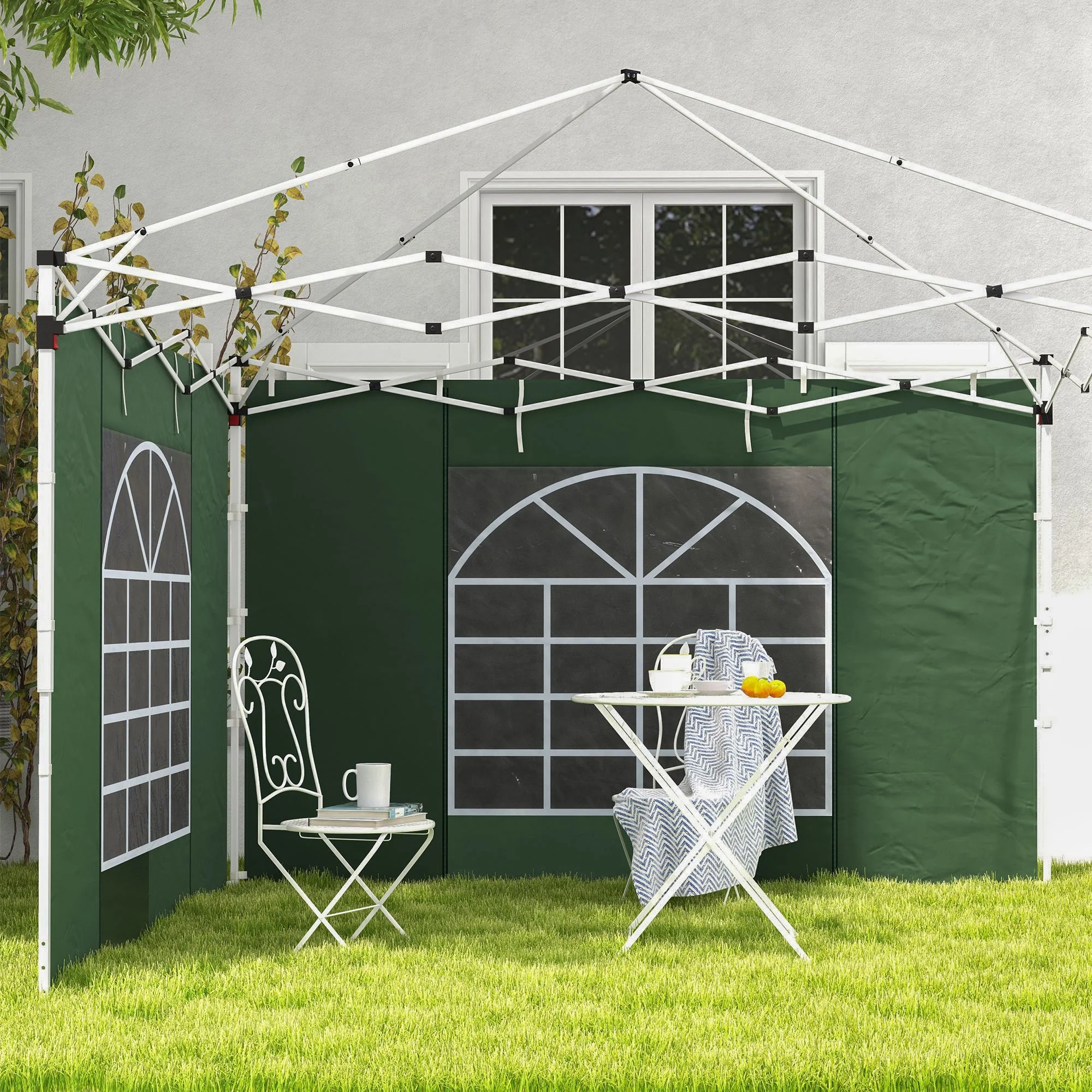 Outsunny 3x3(m) or 3x6m Pop Up Gazebo Side Panels Replacement, 2 Pack, Green - Image 8