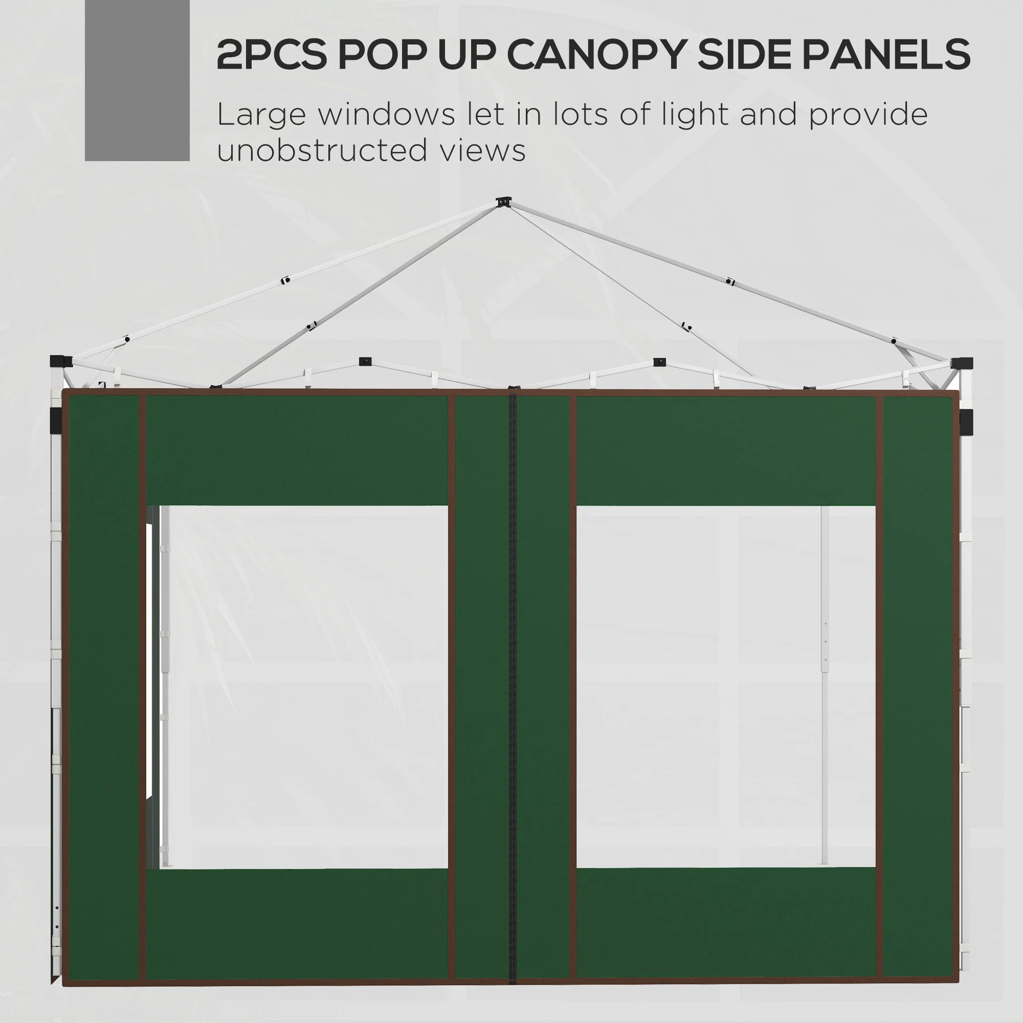 Outsunny 3x3(m) or 3x6m Pop Up Gazebo Side Panels with Windows, Green - Image 3