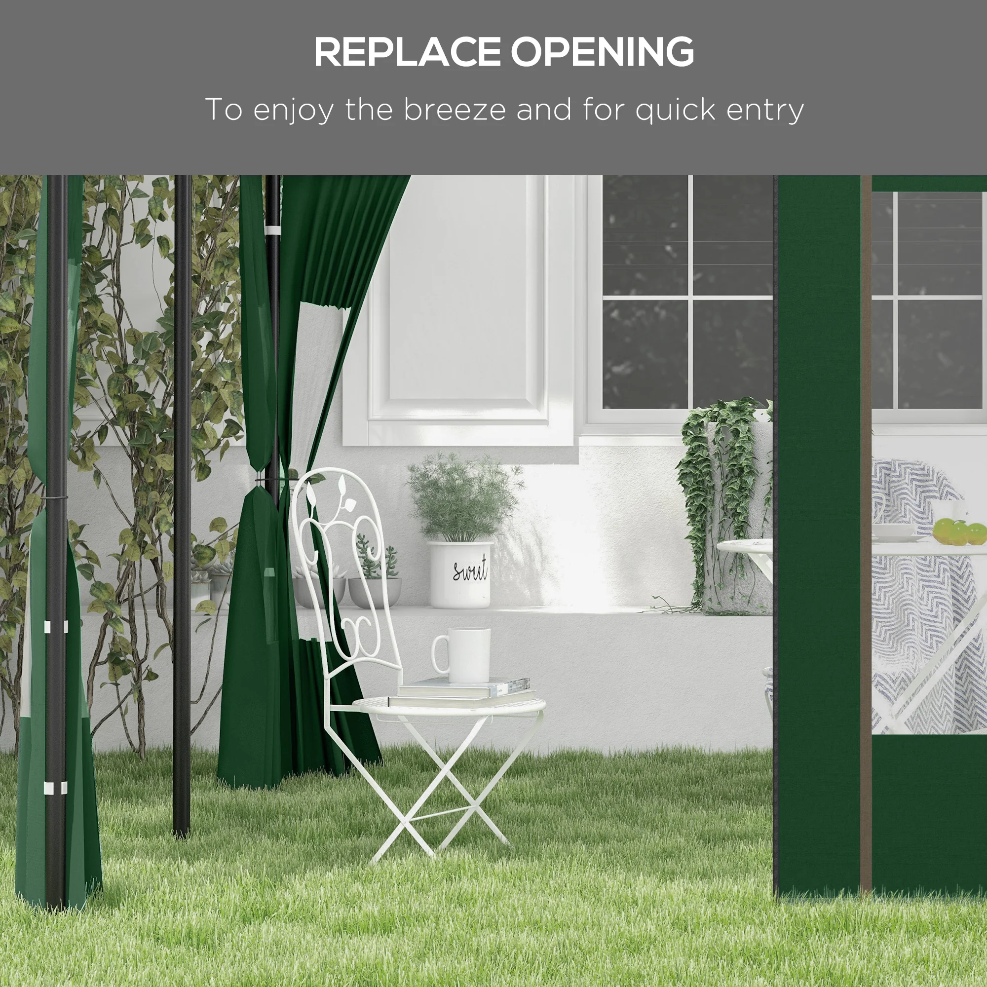 Outsunny 3x3(m) or 3x6m Pop Up Gazebo Side Panels with Windows, Green - Image 4