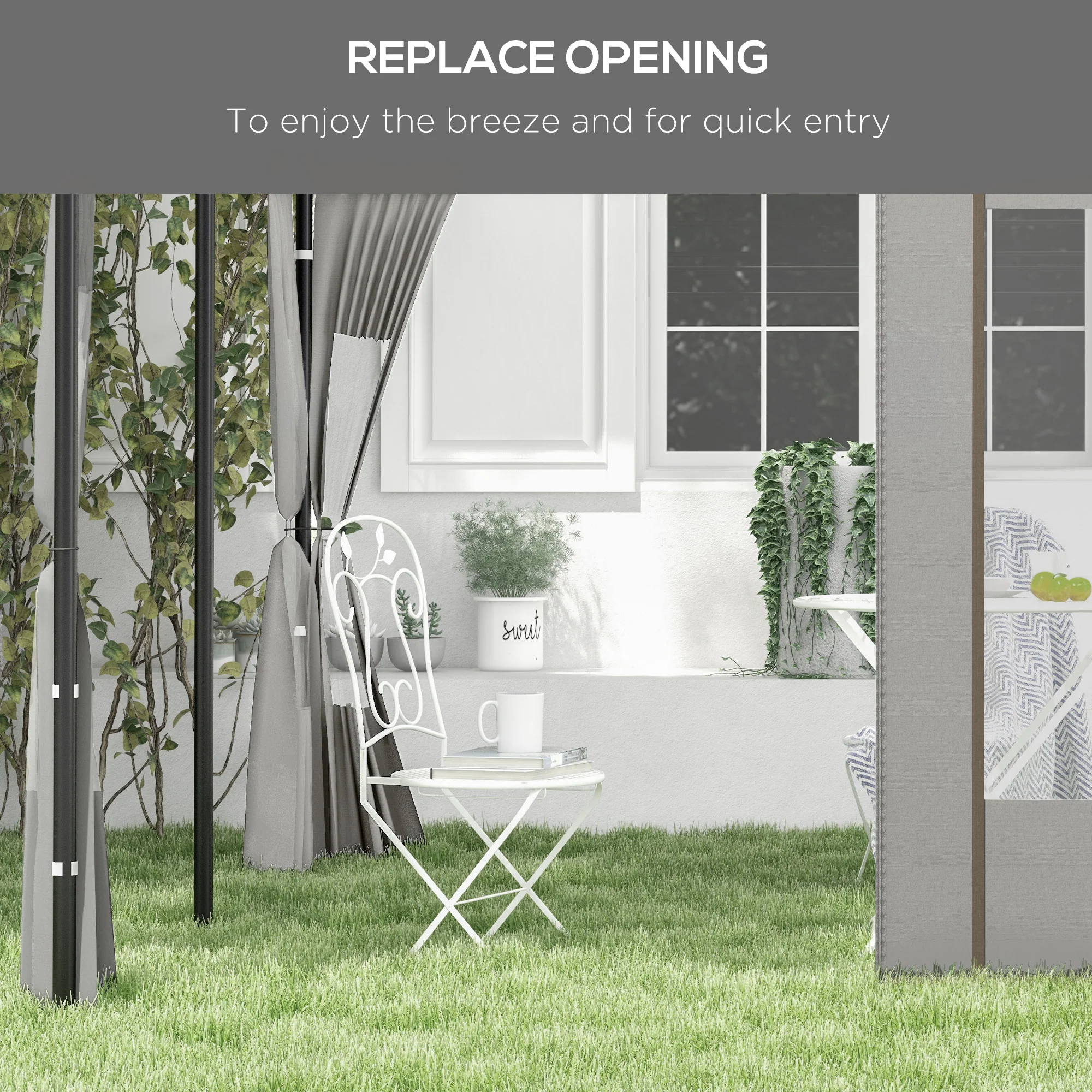 Outsunny 3x3(m) or 3x6m Pop Up Gazebo Side Panels with Windows, Grey - Image 4