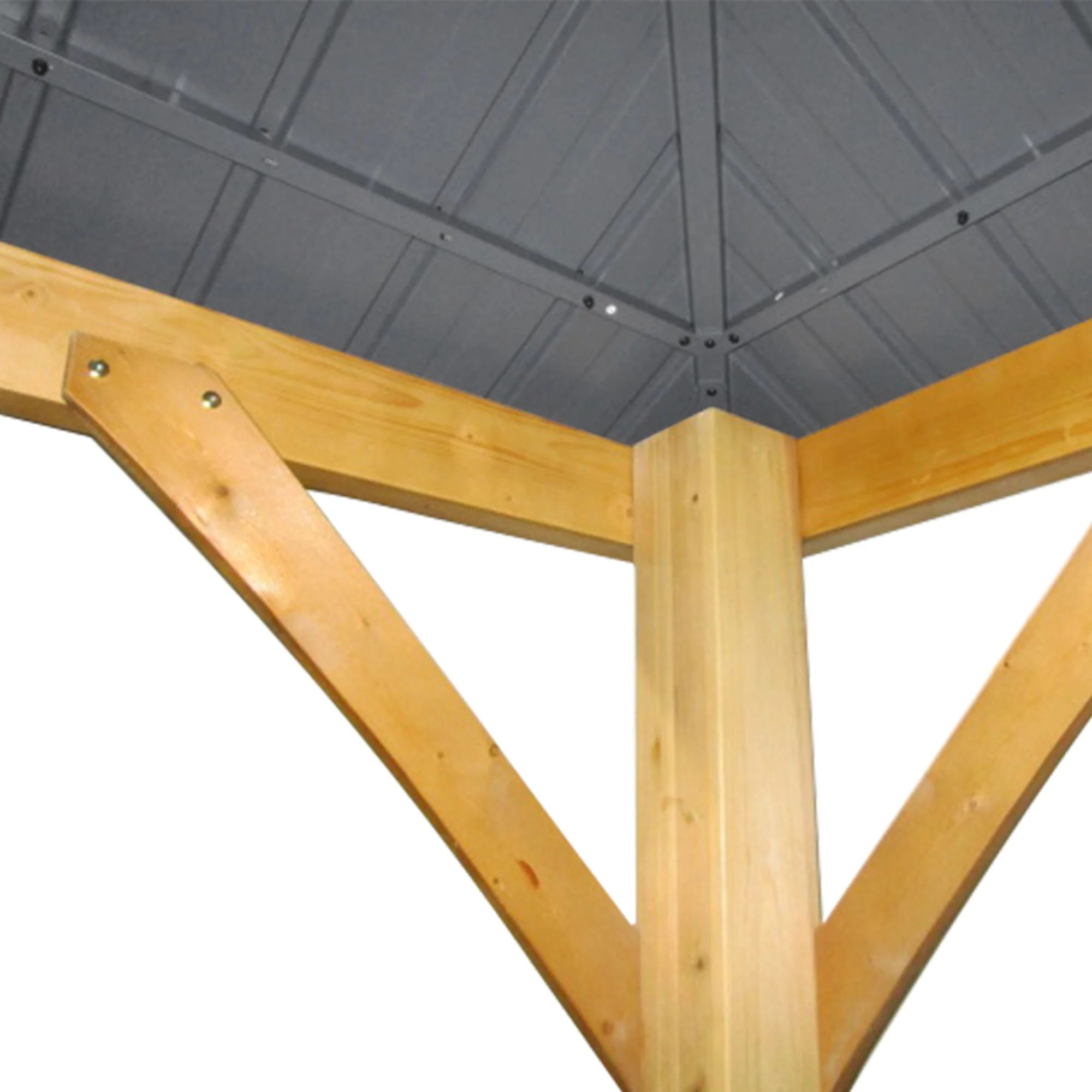 Outsunny 3x(3)M Outdoor Hardtop Gazebo Canopy with 2-Tier Roof and Solid Wood Frame Outdoor Patio Shelter for Patio, Garden, Grey - Image 8