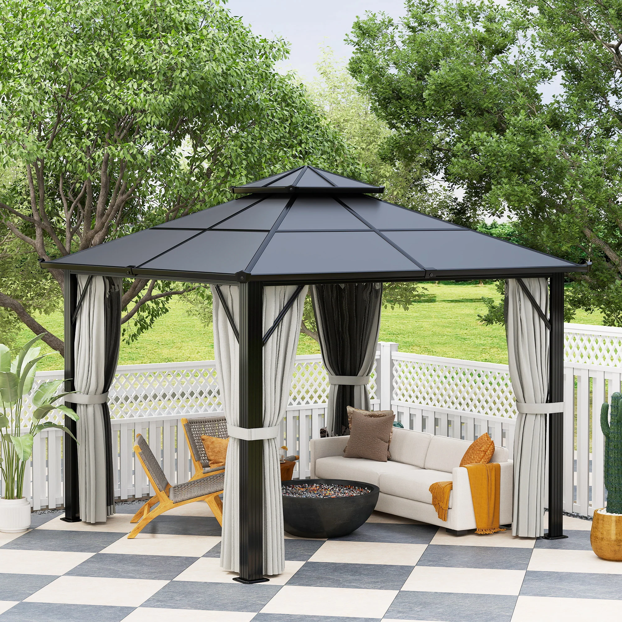 Outsunny 3x3(m) Polycarbonate Hardtop Gazebo with Aluminium Frame - Image 8
