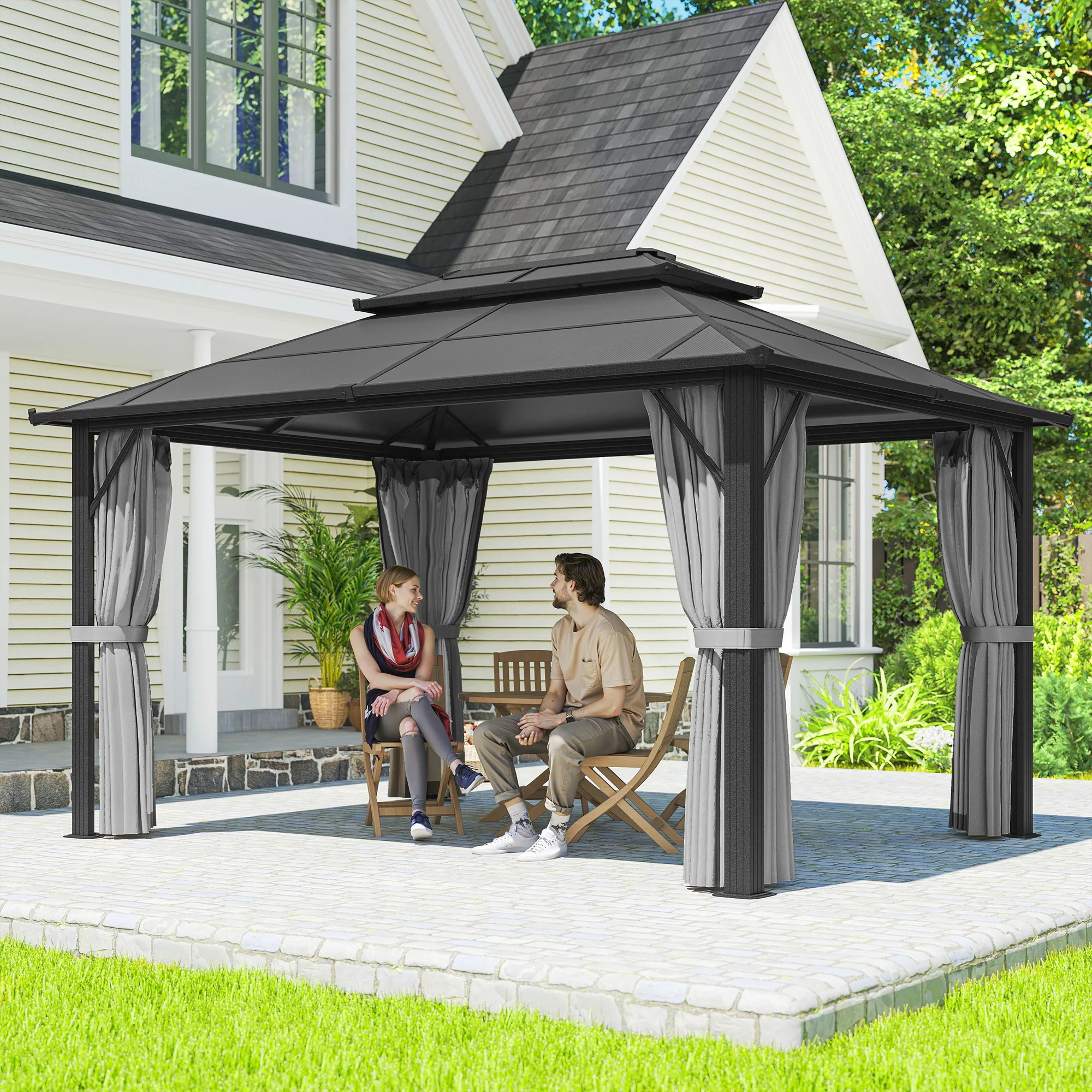 Outsunny 3x4m Polycarbonate Hardtop Gazebo with Aluminium Frame - Image 11