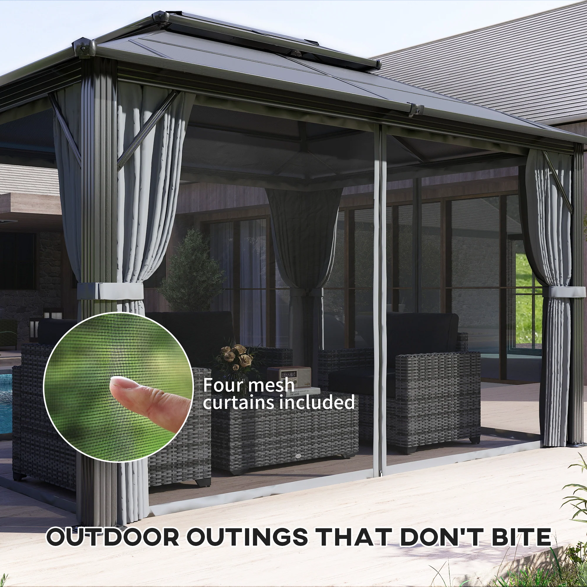 Outsunny 3x4m Polycarbonate Hardtop Gazebo with Aluminium Frame - Image 16