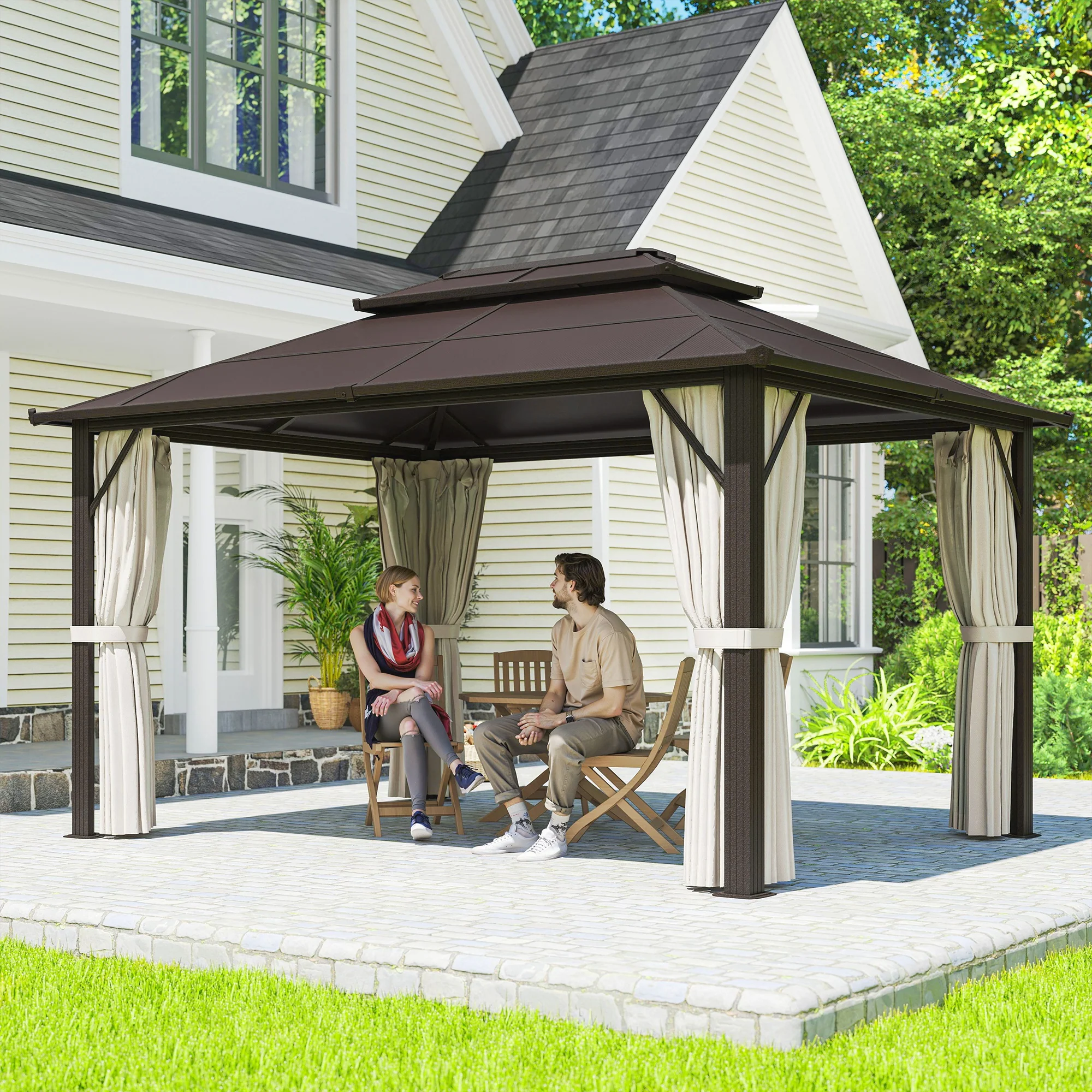 Outsunny 3x4m Polycarbonate Hardtop Gazebo with Aluminium Frame - Image 2